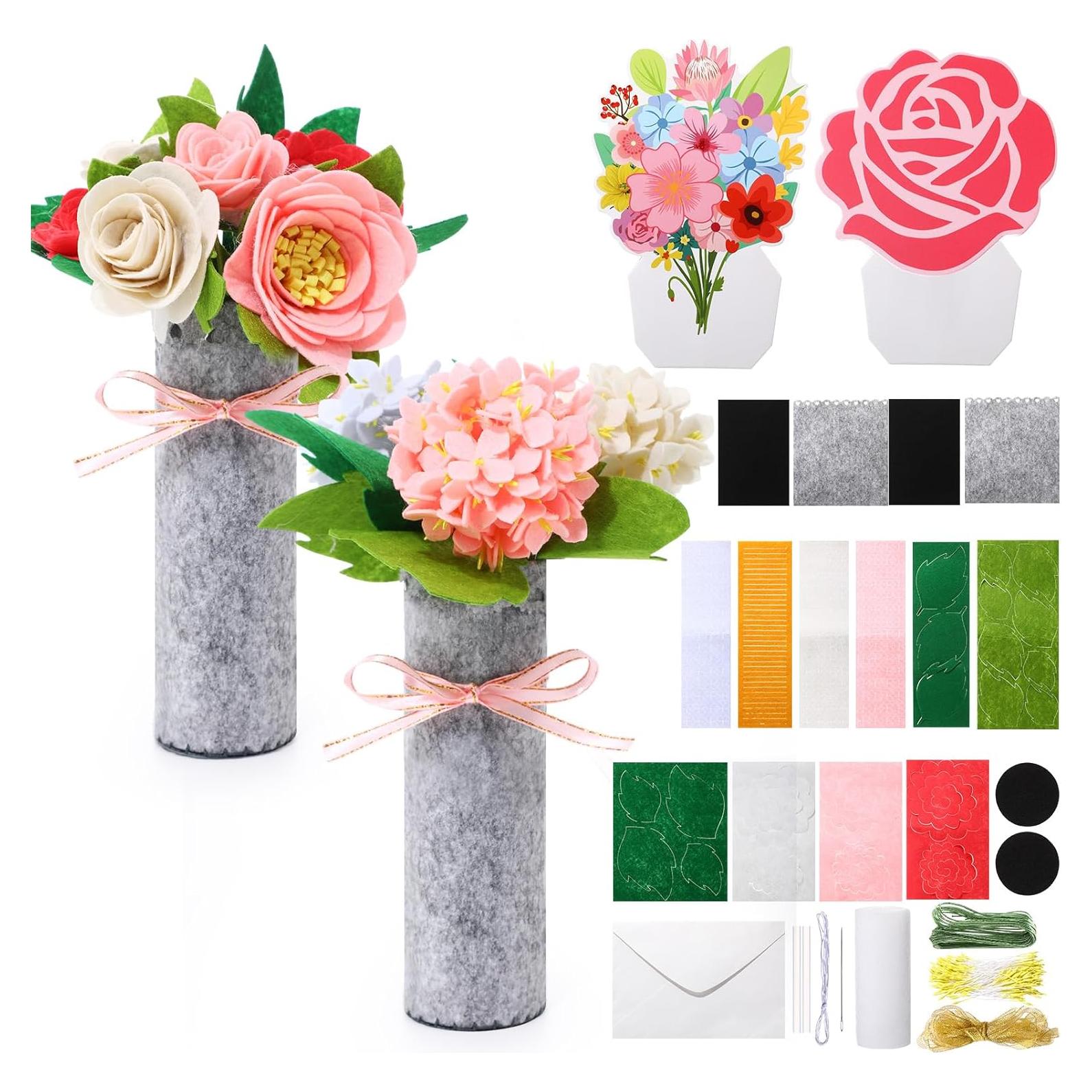 Kit de Manualidades de Jarrón de Flores de Fieltro AmazingSpark - 2 Piezas