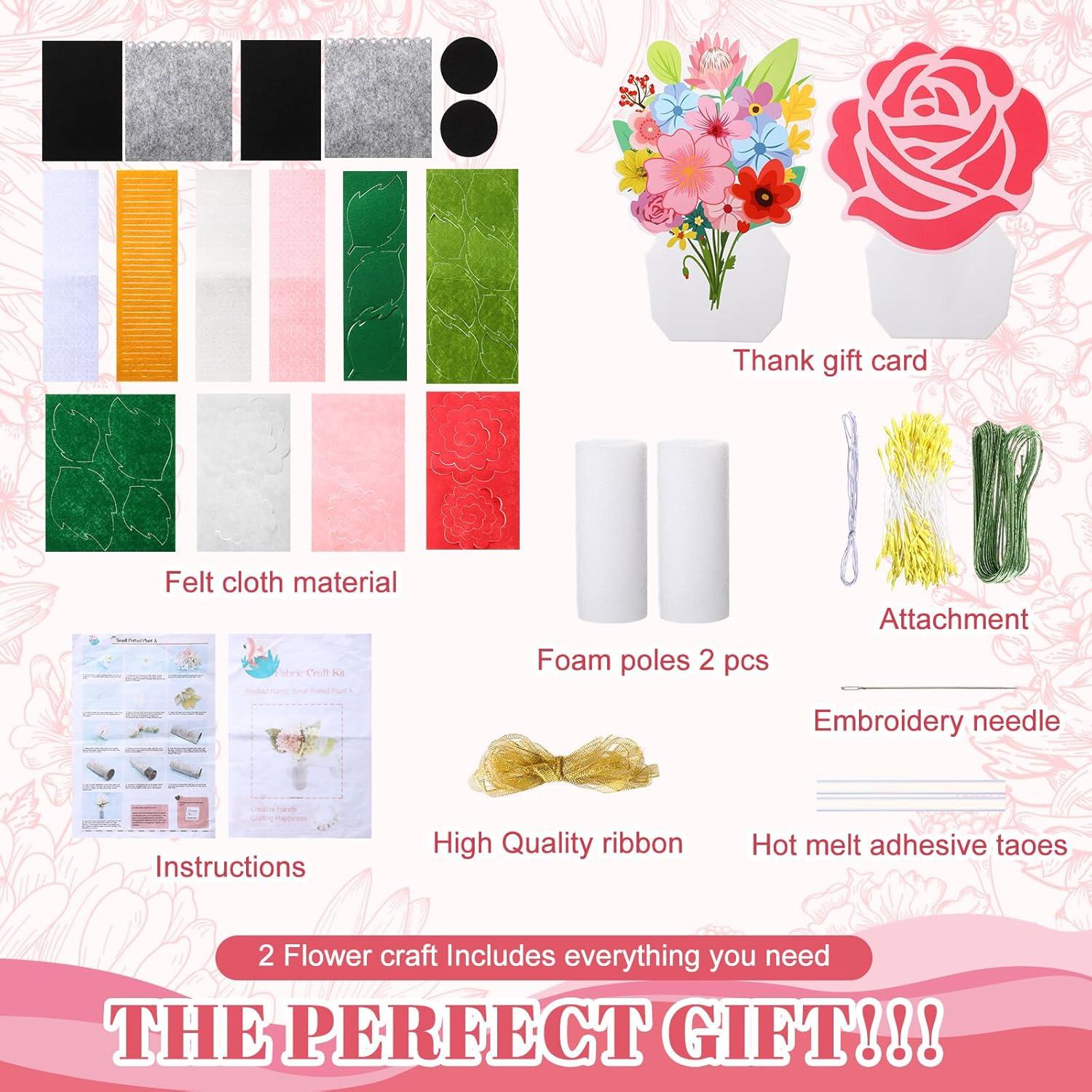 Kit de Manualidades de Jarrón de Flores de Fieltro AmazingSpark - 2 Piezas