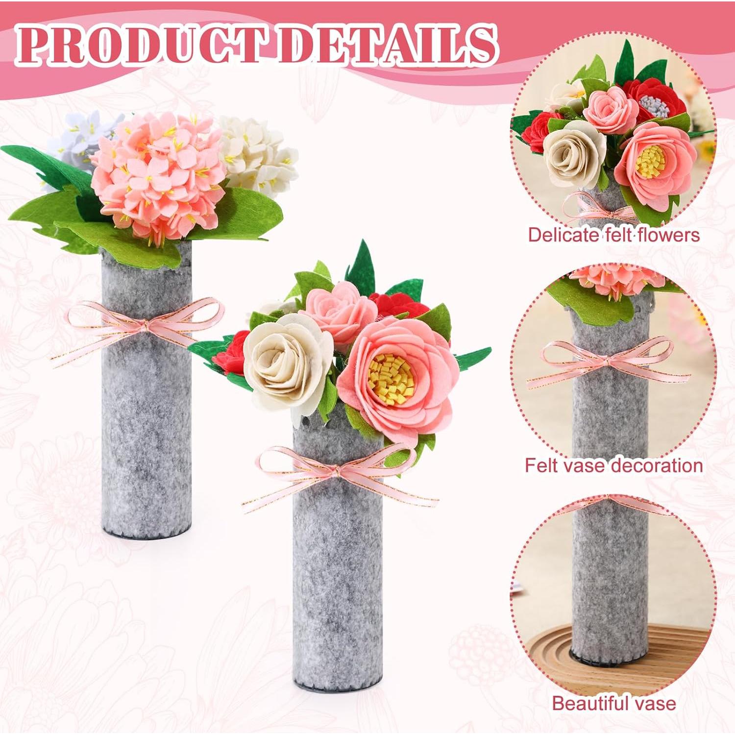 Kit de Manualidades de Jarrón de Flores de Fieltro AmazingSpark - 2 Piezas