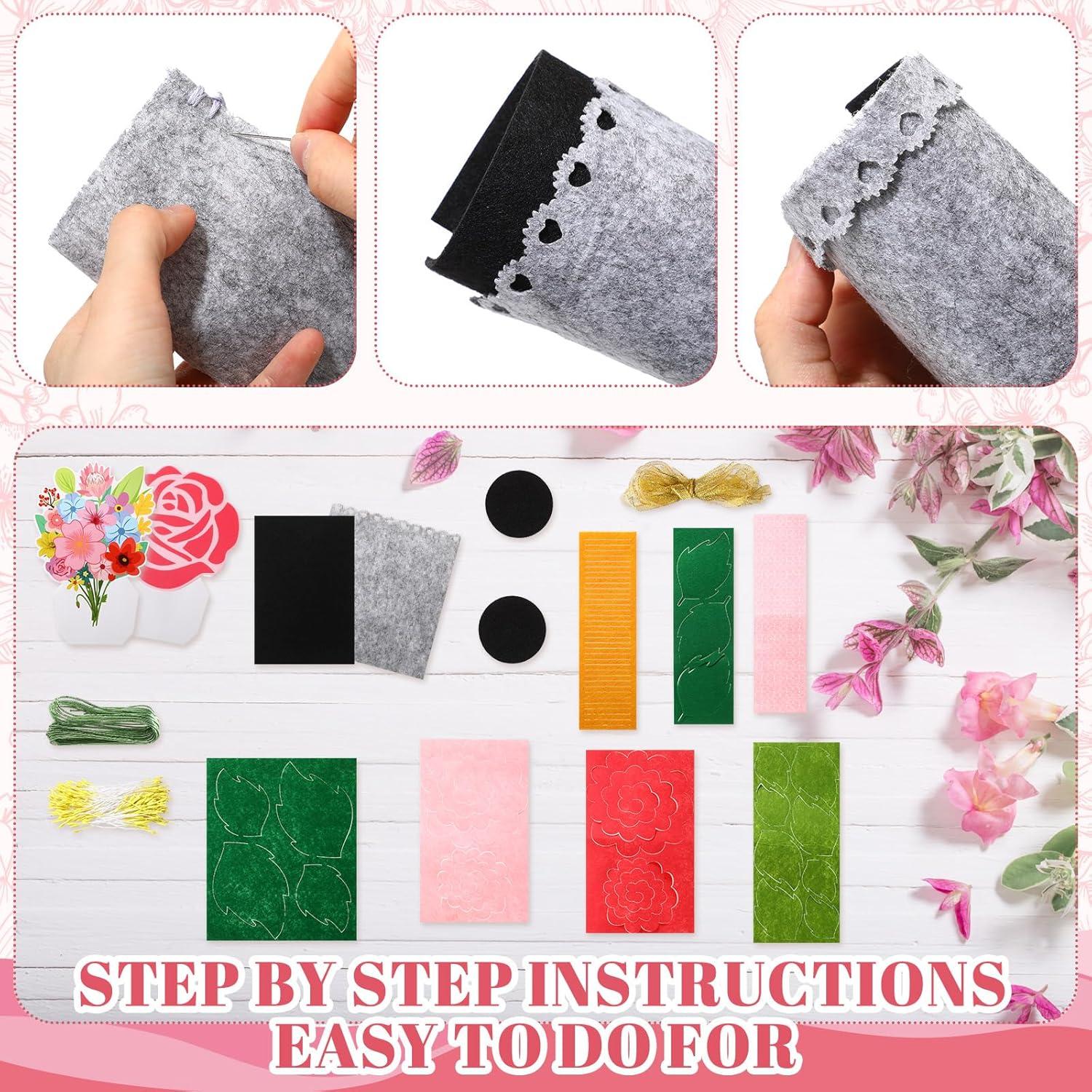 Kit de Manualidades de Jarrón de Flores de Fieltro AmazingSpark - 2 Piezas