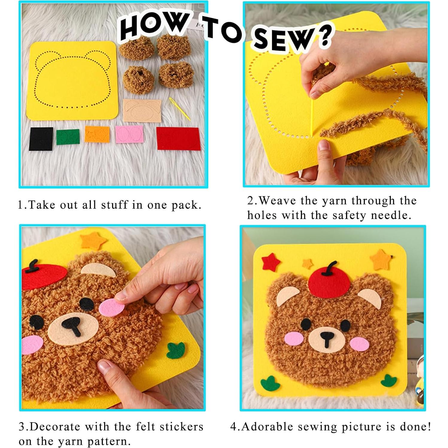 Kit de Costura de Animales HANYMWANZW para Niños - 6 Proyectos DIY