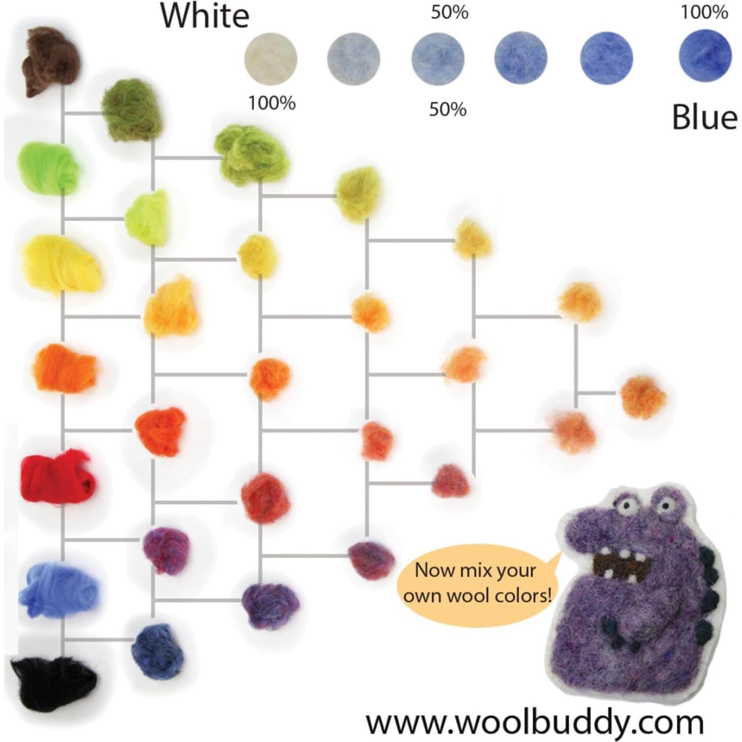 Kit de lana para fieltro de aguja Woolbuddy - 24 colores Corriedale