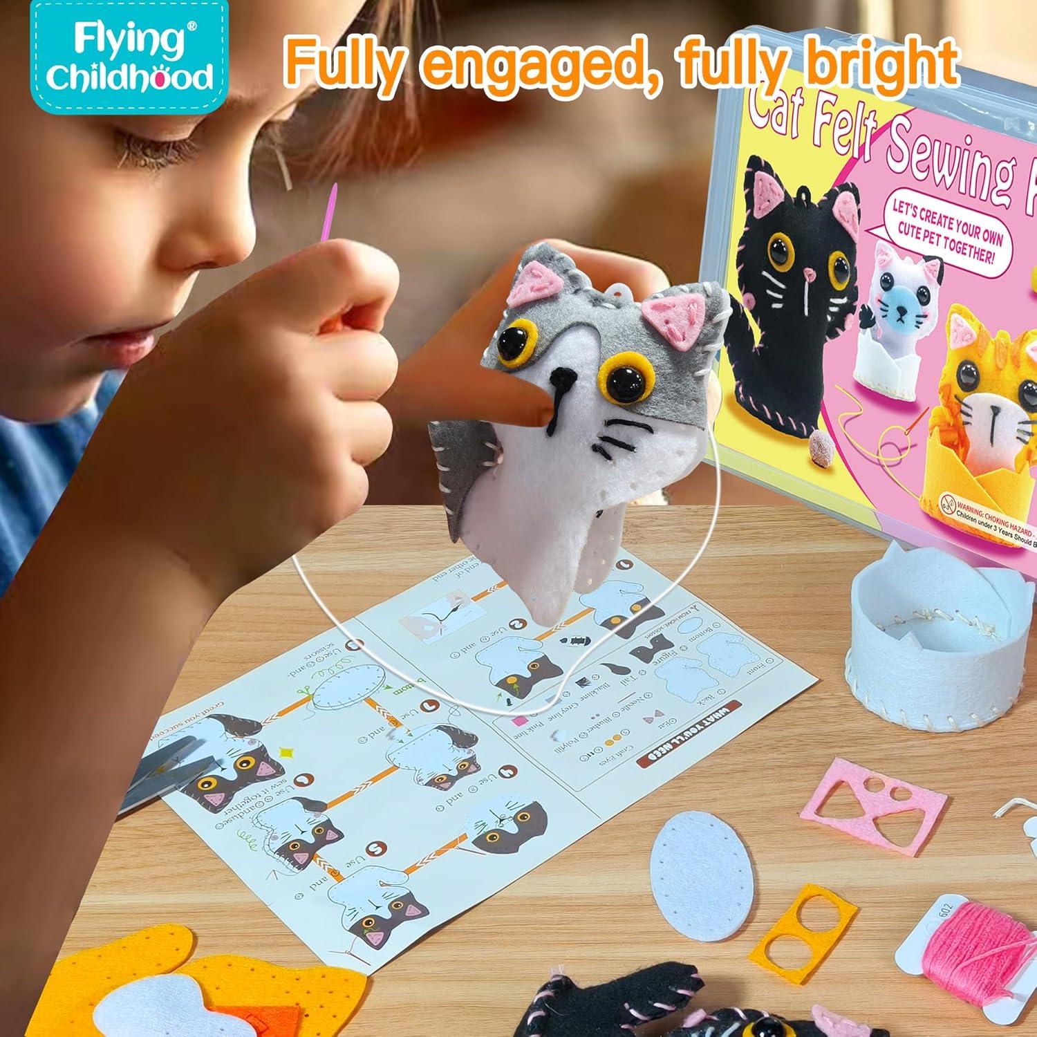 Kit de Costura de Fieltro para Niños Flying Childhood - Gatito
