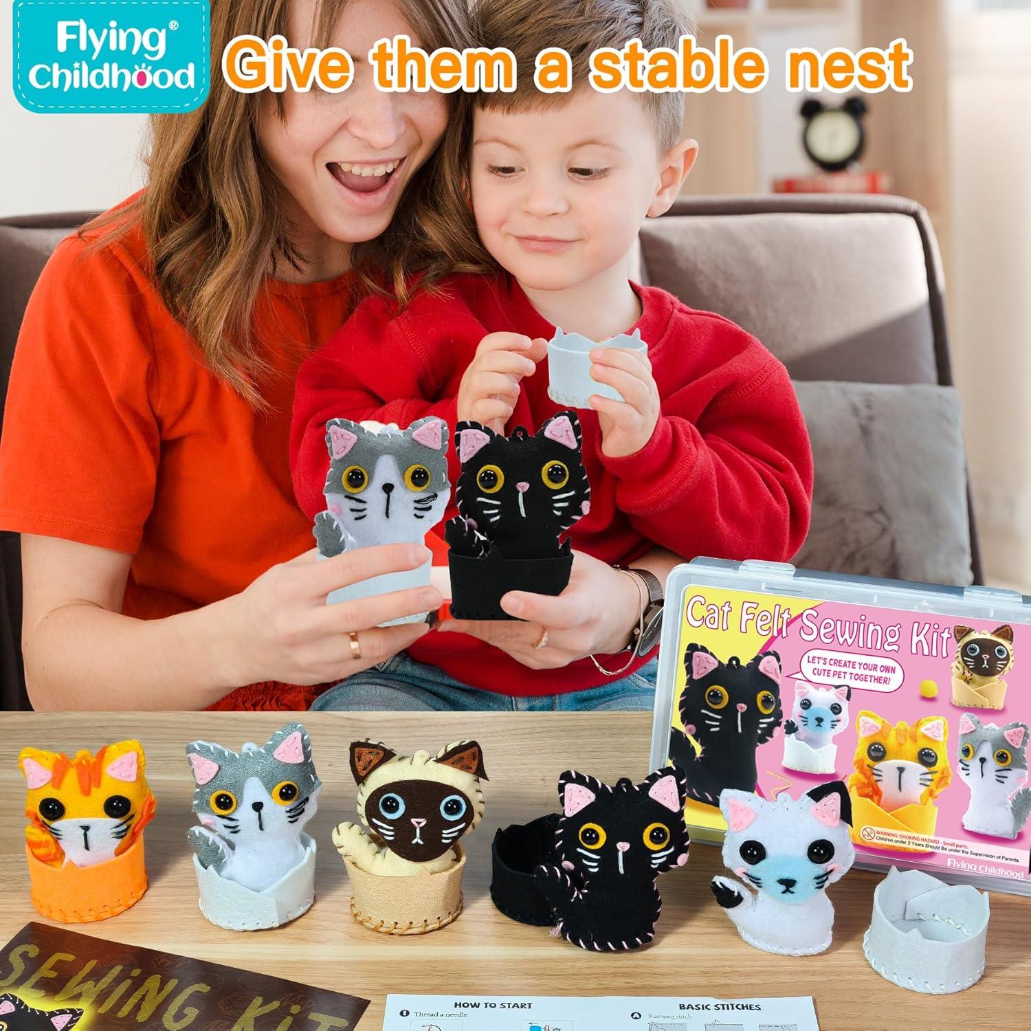 Kit de Costura de Fieltro para Niños Flying Childhood - Gatito