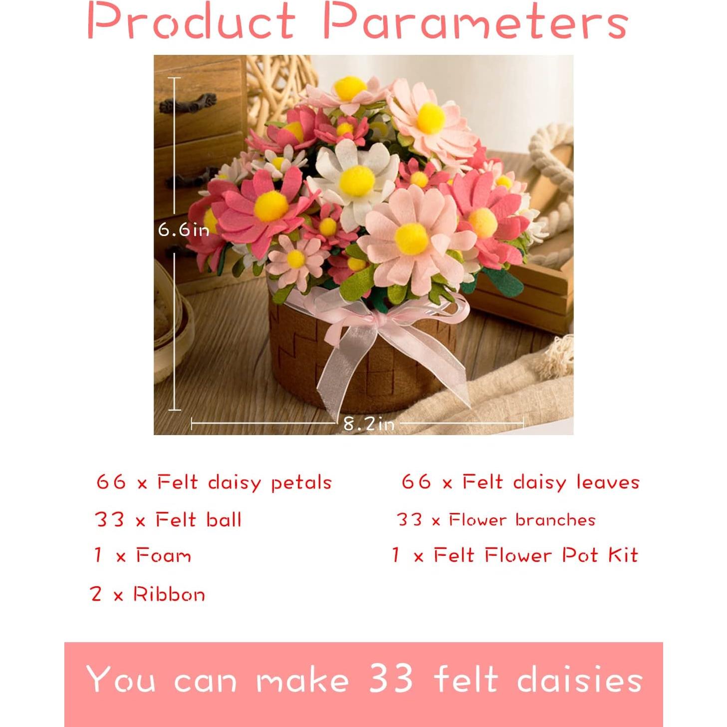 Kit de Manualidades de Flores de Fieltro BAZIMA - 33 Margaritas