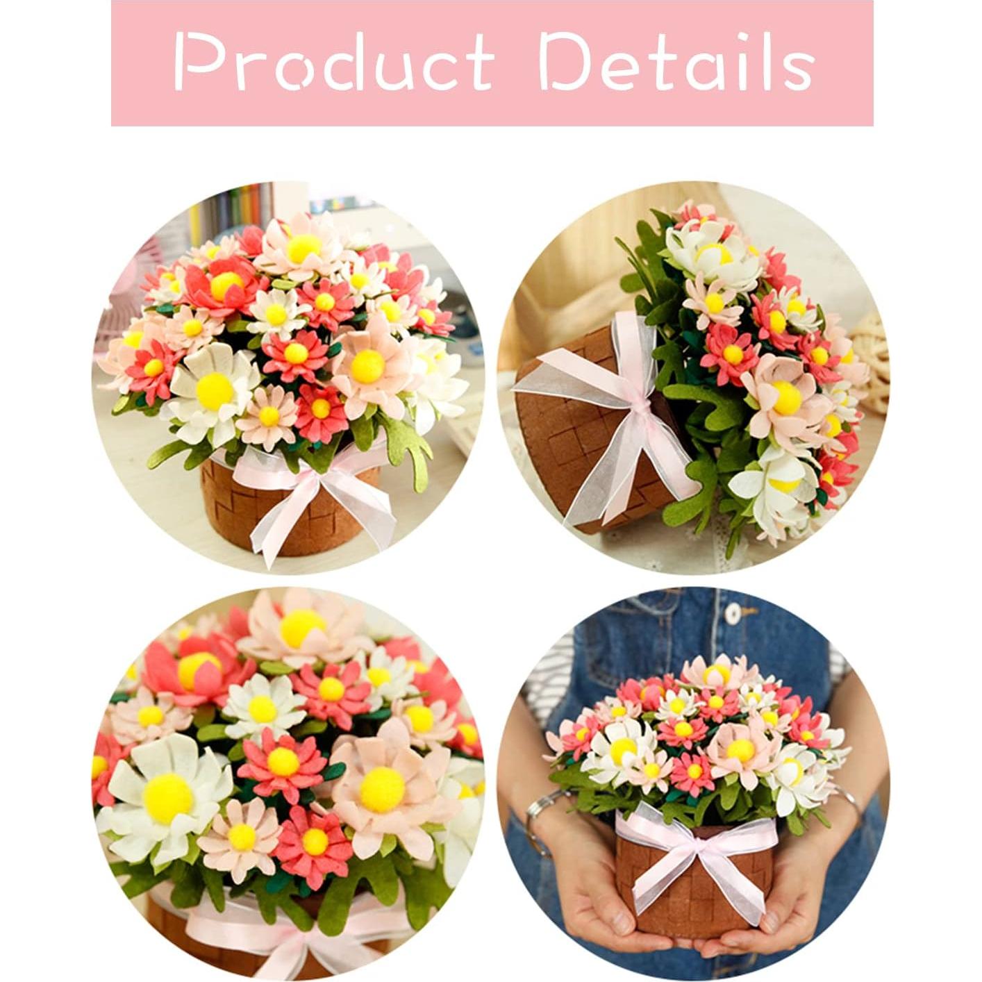 Kit de Manualidades de Flores de Fieltro BAZIMA - 33 Margaritas