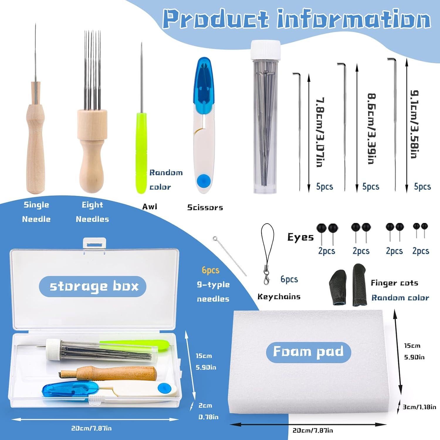 Kit de Agujas de Feltro SOCNITC 70 Colores con Herramientas