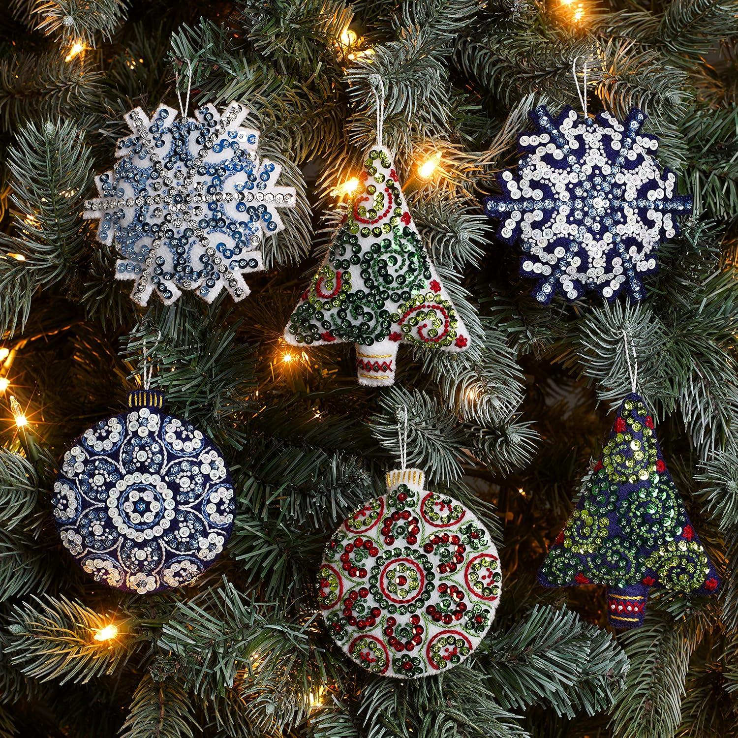 Kit de Adornos de Fieltro Bucilla Mandala Navidad 6 Piezas