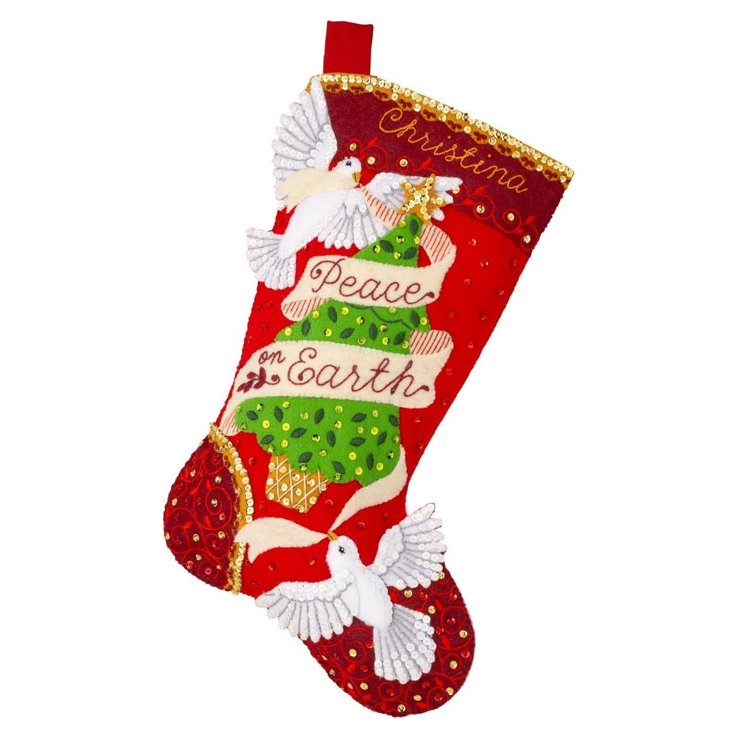 Kit de Calcetín de Fieltro Bucilla 18" Palomas Pacíficas