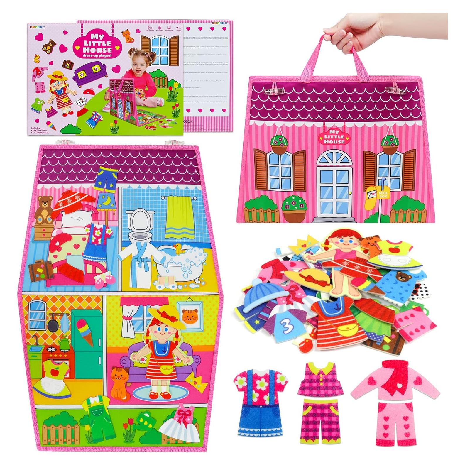 Conjunto de Tablero de Fieltro OKOOKO 35 Piezas Moda Rosa