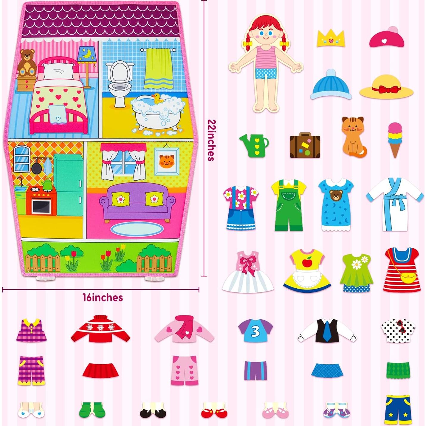 Conjunto de Tablero de Fieltro OKOOKO 35 Piezas Moda Rosa