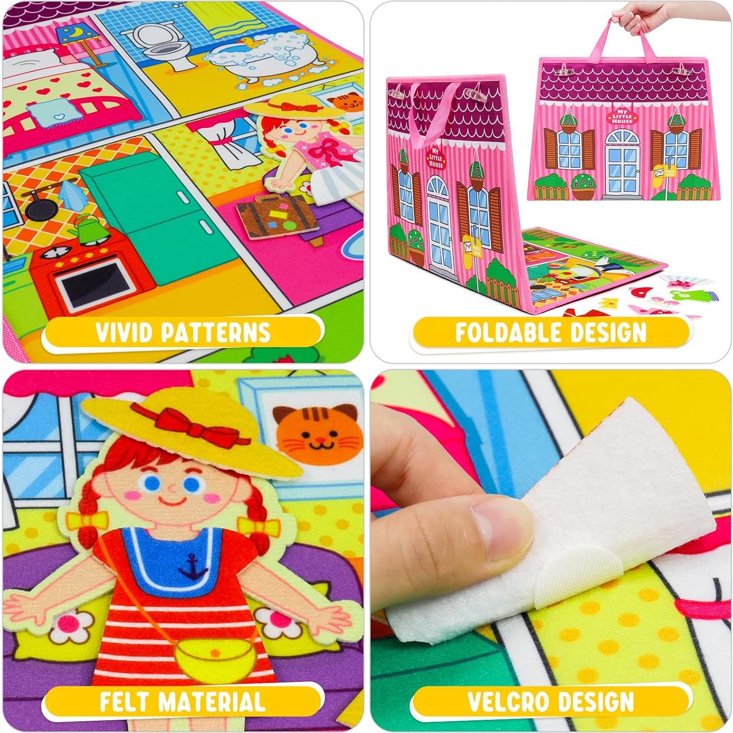 Conjunto de Tablero de Fieltro OKOOKO 35 Piezas Moda Rosa