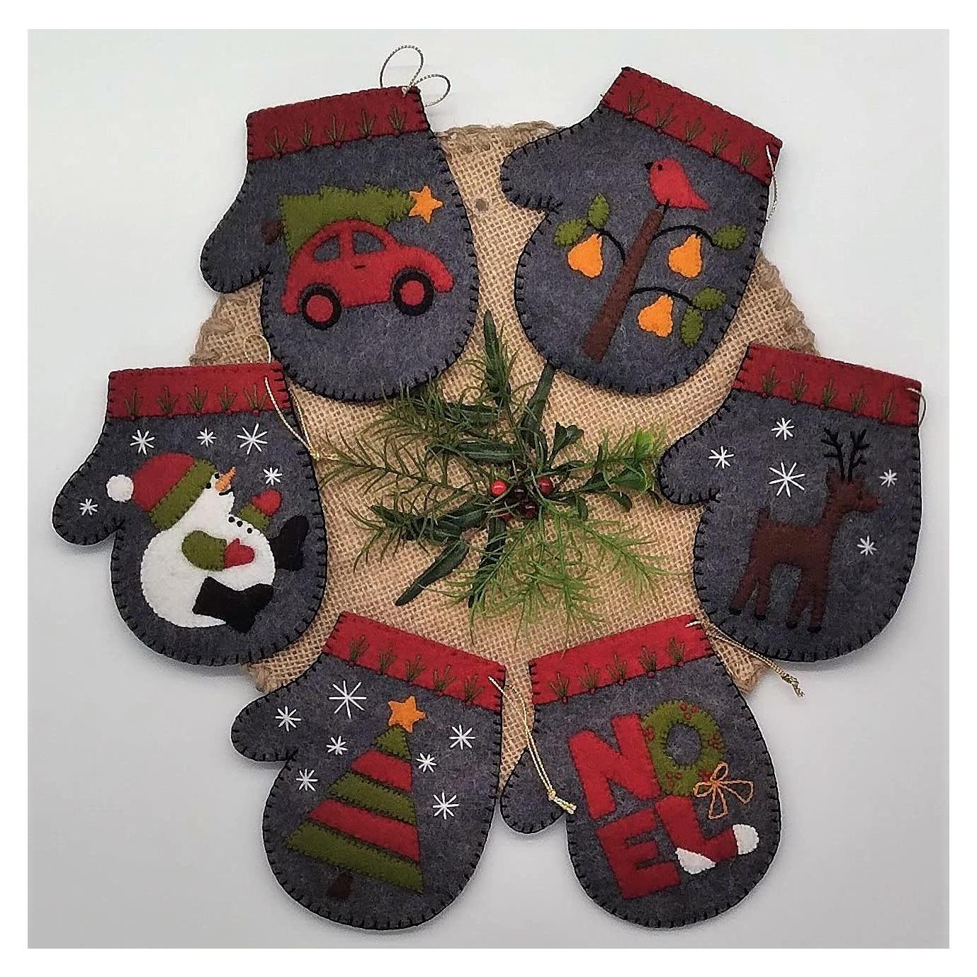 Kit de Adorno Navideño de Mitones de Fieltro Genérico - 6 Piezas