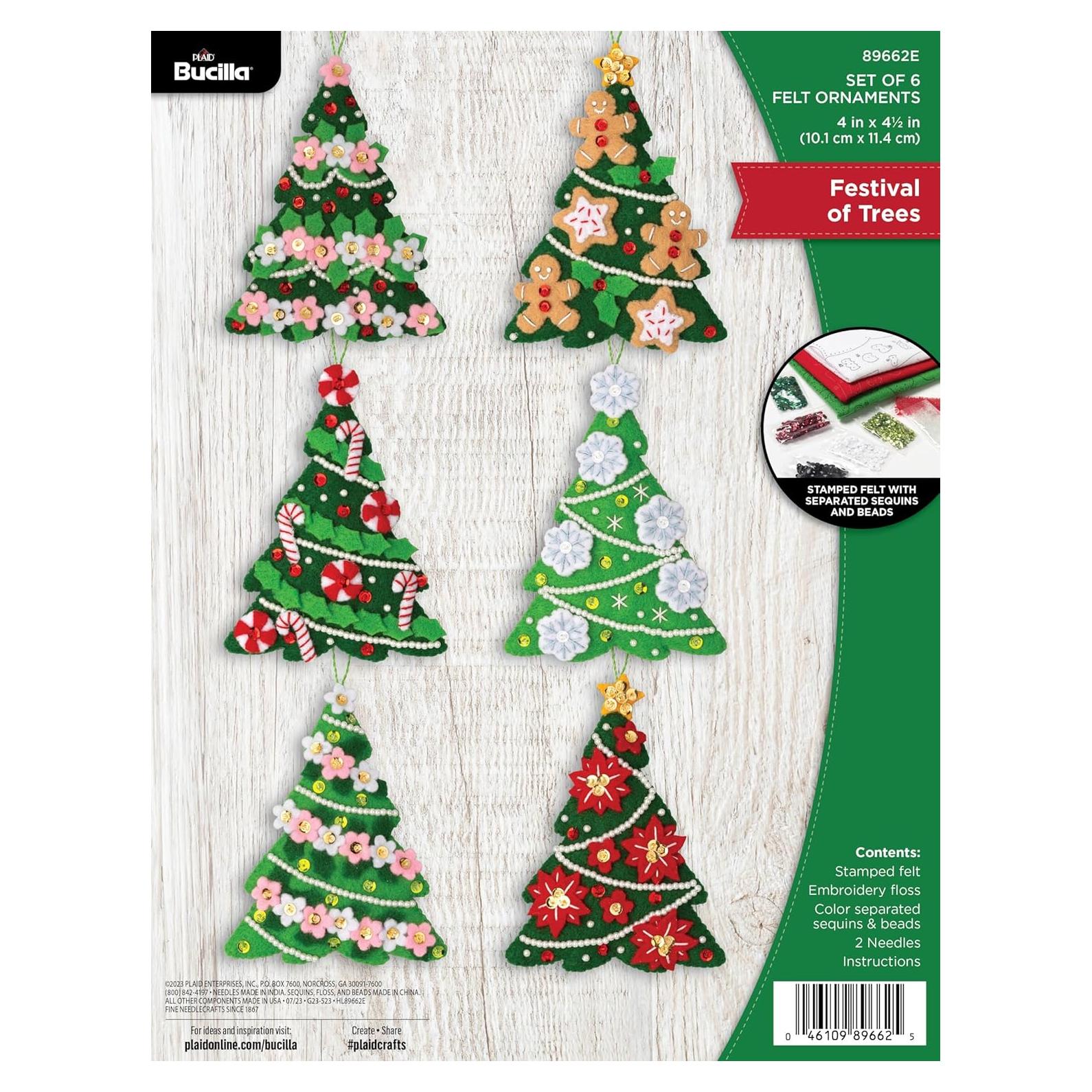 Kit de Adornos de Fieltro Bucilla Festival de Árboles 6 Piezas