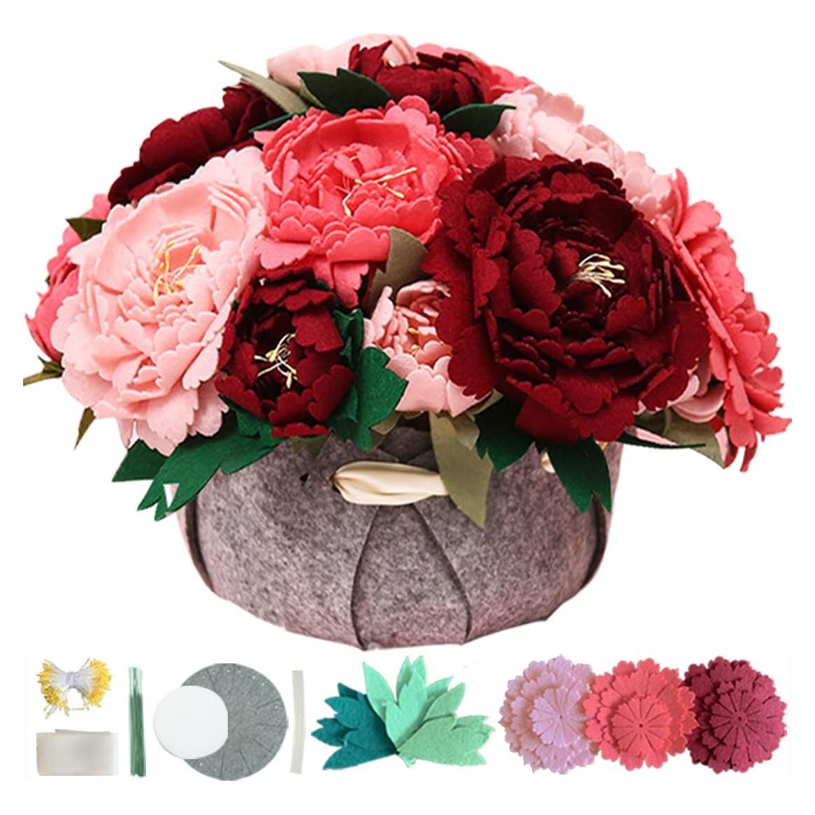 Kit de Manualidades en Fieltro BAZIMA - 18 Peonías Multicolor