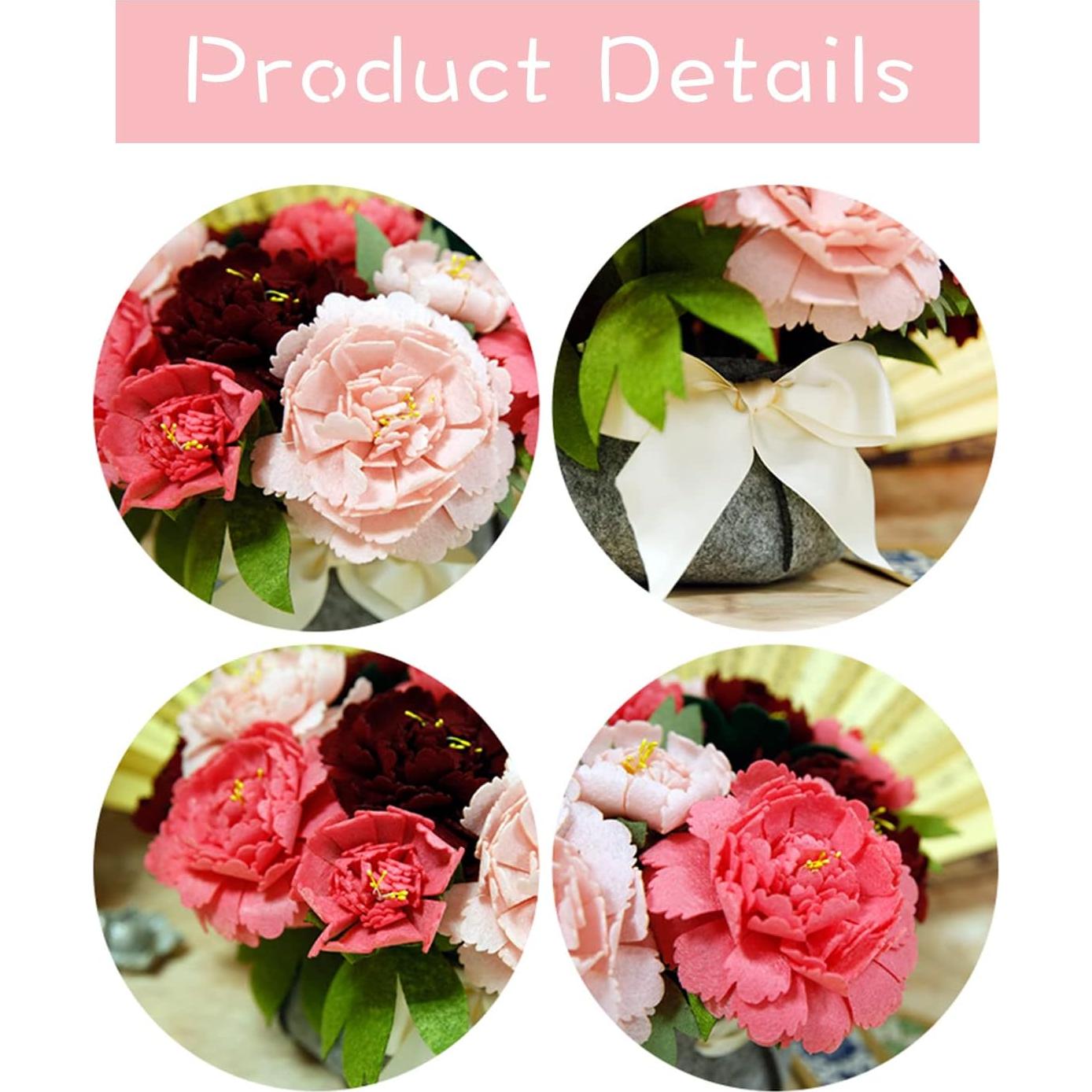 Kit de Manualidades en Fieltro BAZIMA - 18 Peonías Multicolor