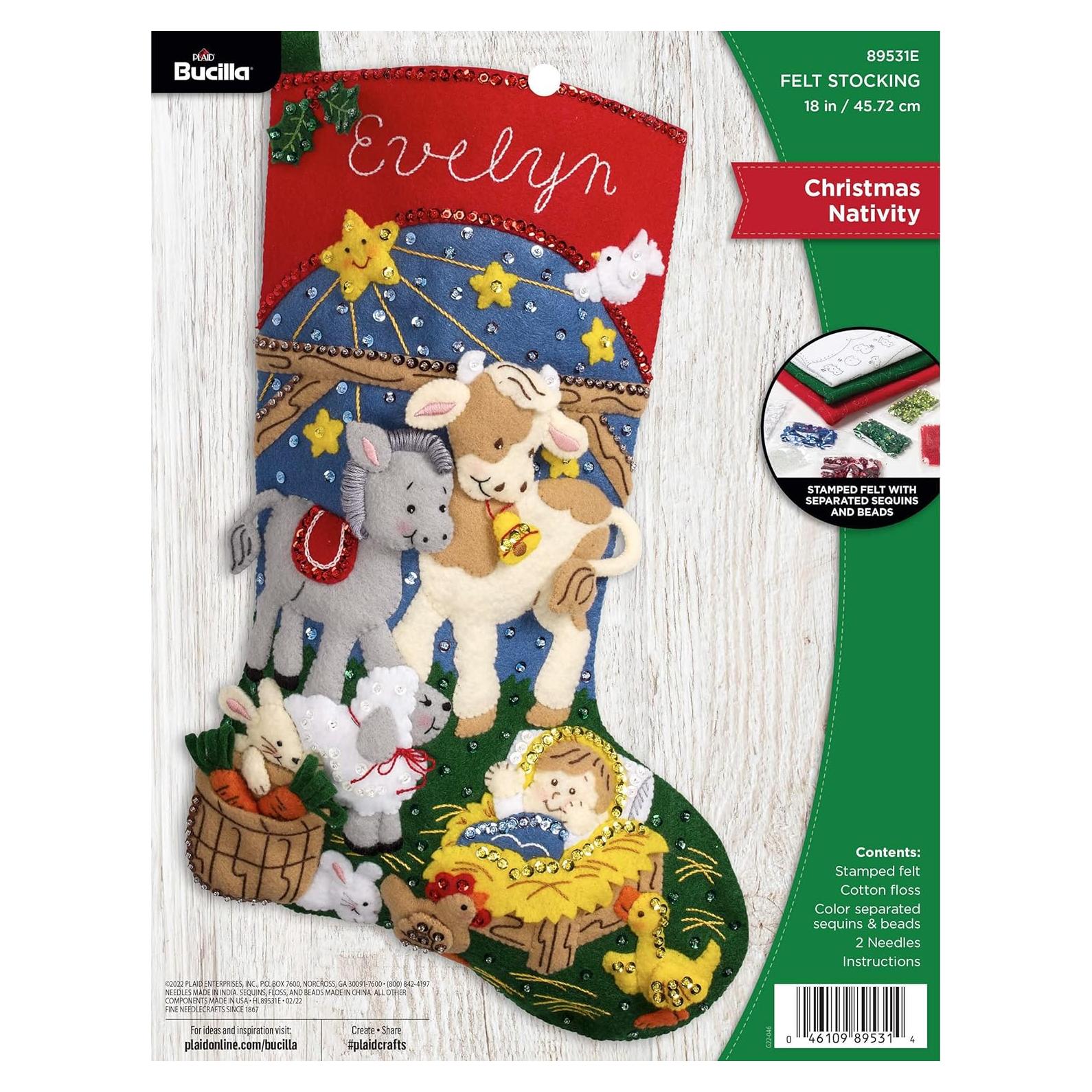 Kit de Calcetín de Fieltro Bucilla Navidad Natividad 45.72 cm