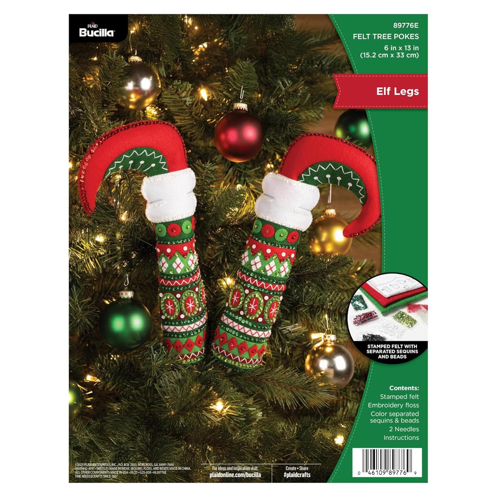 Kit de Manualidades Bucilla Pokes de Árbol Piernas de Elfo 15.24 cm