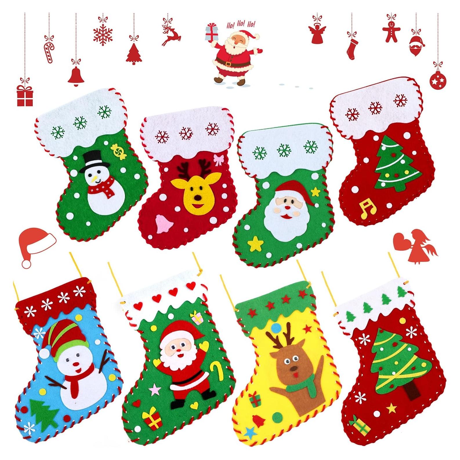 Kits de manualidades navideñas Skylety - 8 calcetines de fieltro
