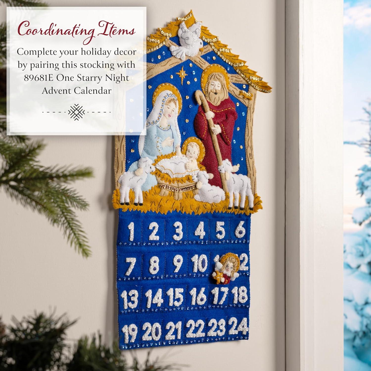 Kit de Calcetín de Fieltro Bucilla Noche Sagrada 30.7x23.1cm