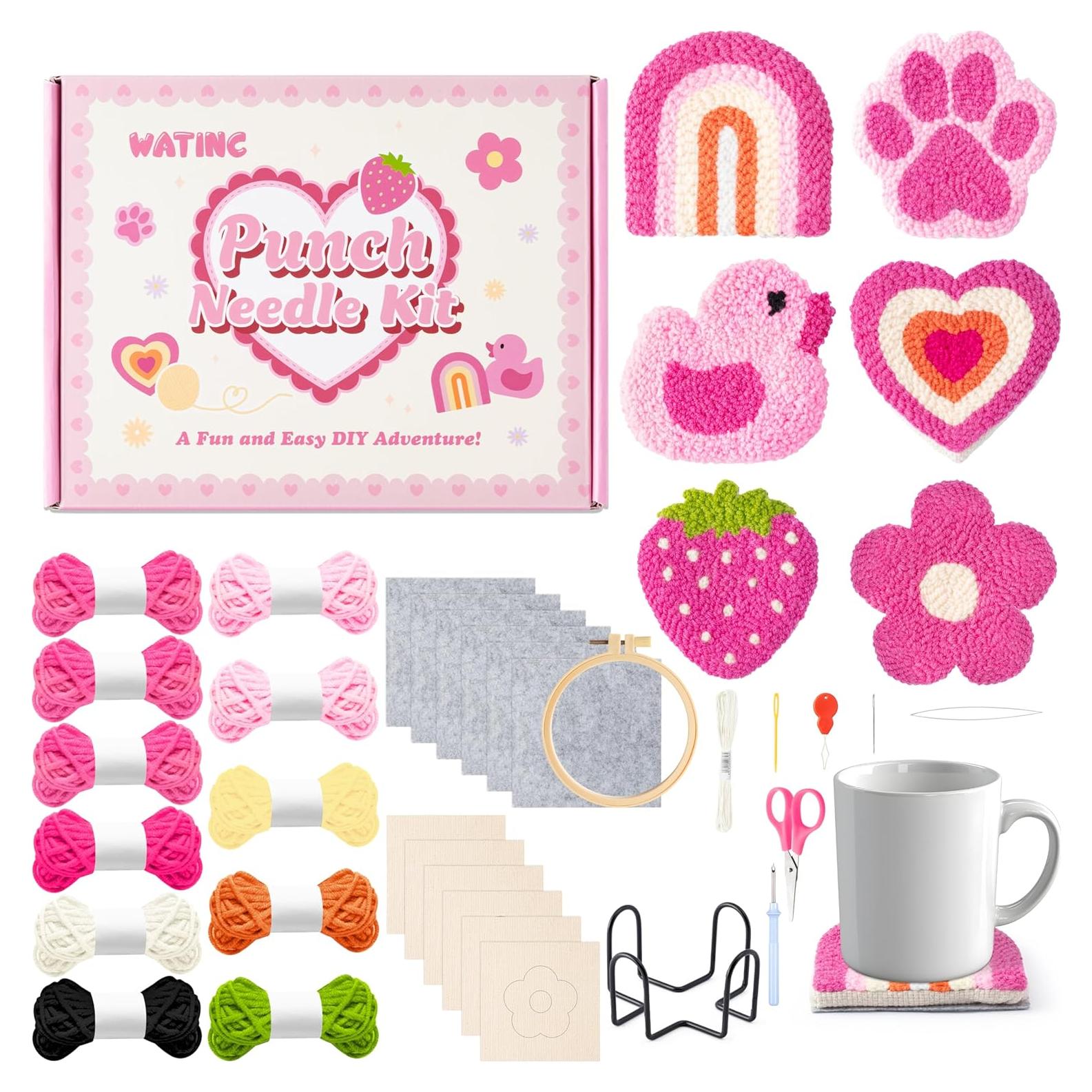 Kit de Posavasos de Aguja de Punch WATINC - 23 Piezas Rosa