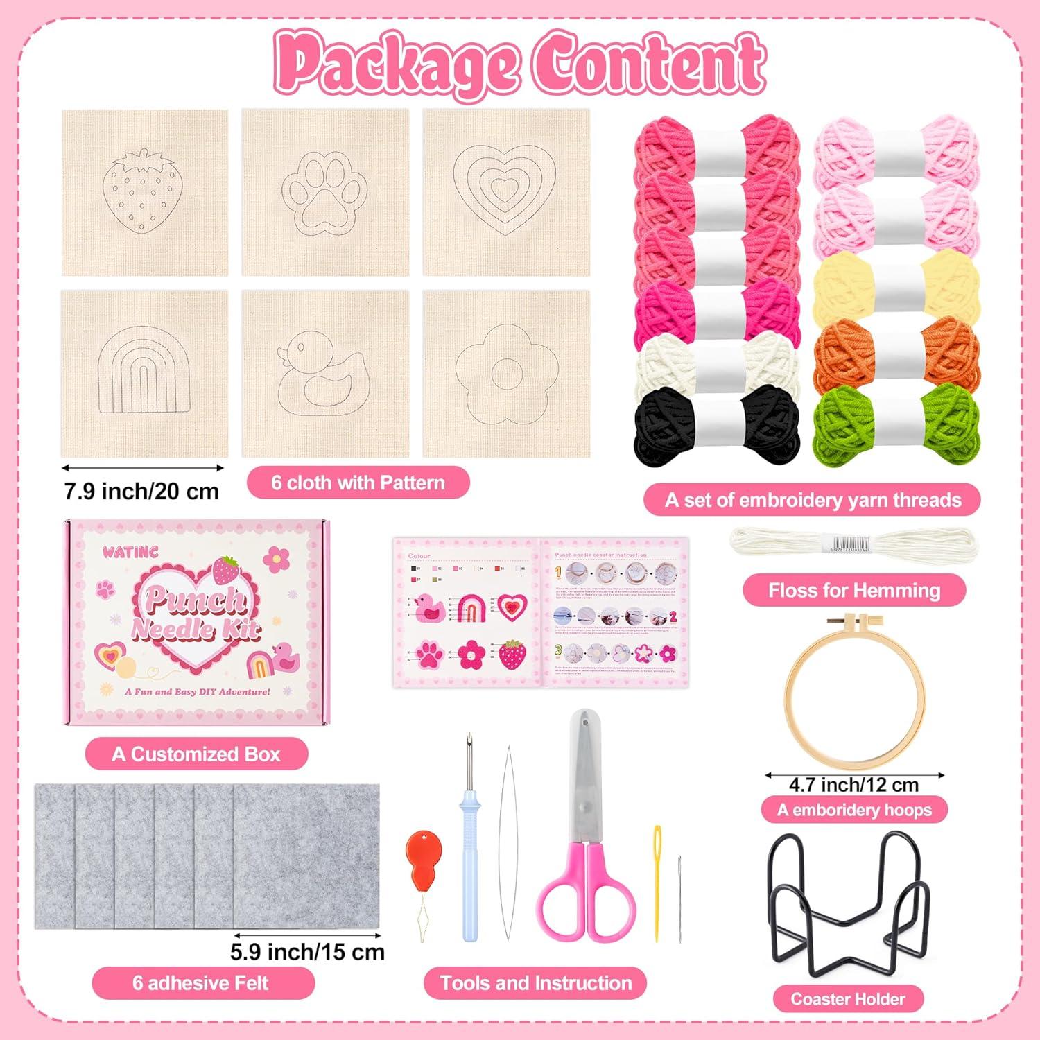 Kit de Posavasos de Aguja de Punch WATINC - 23 Piezas Rosa