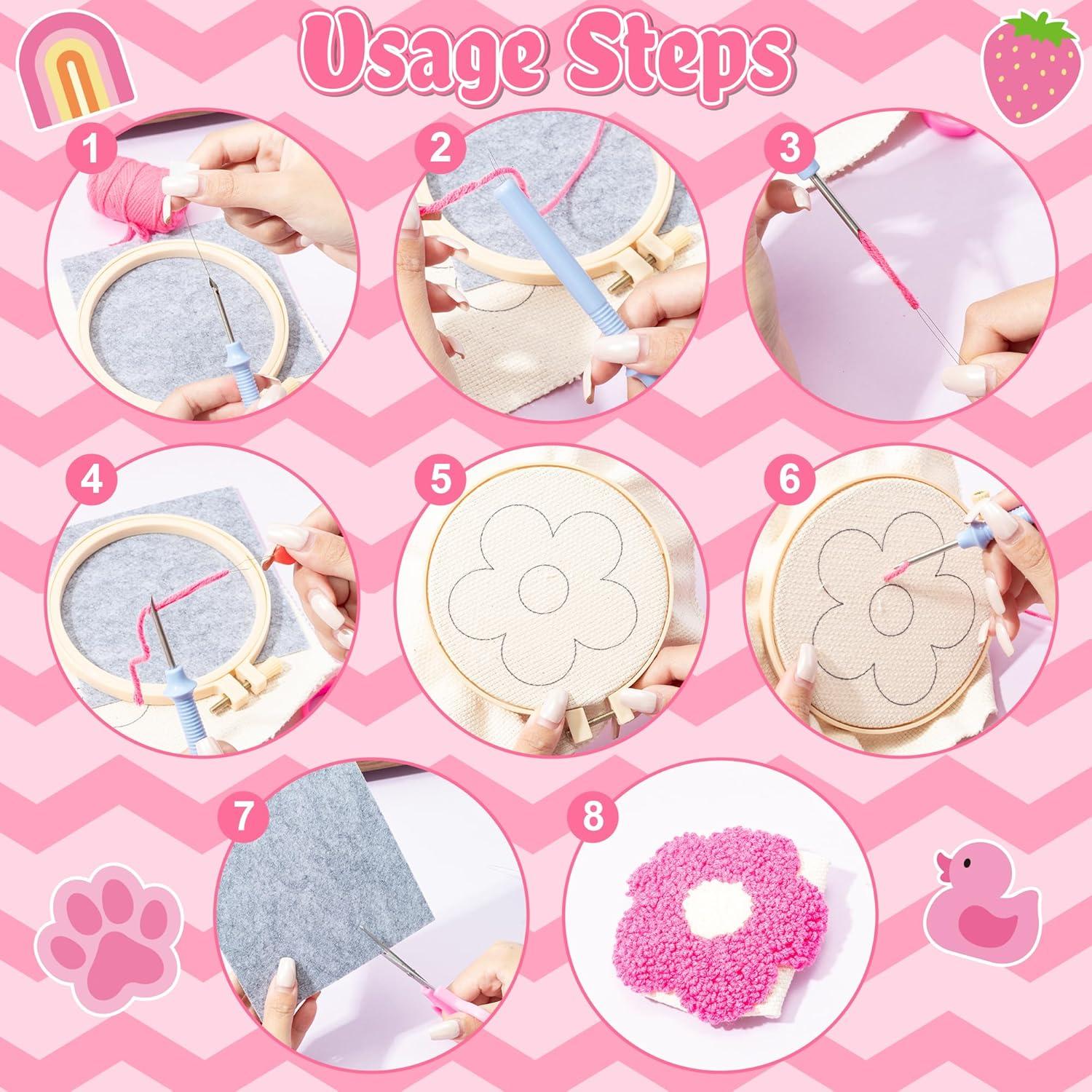 Kit de Posavasos de Aguja de Punch WATINC - 23 Piezas Rosa