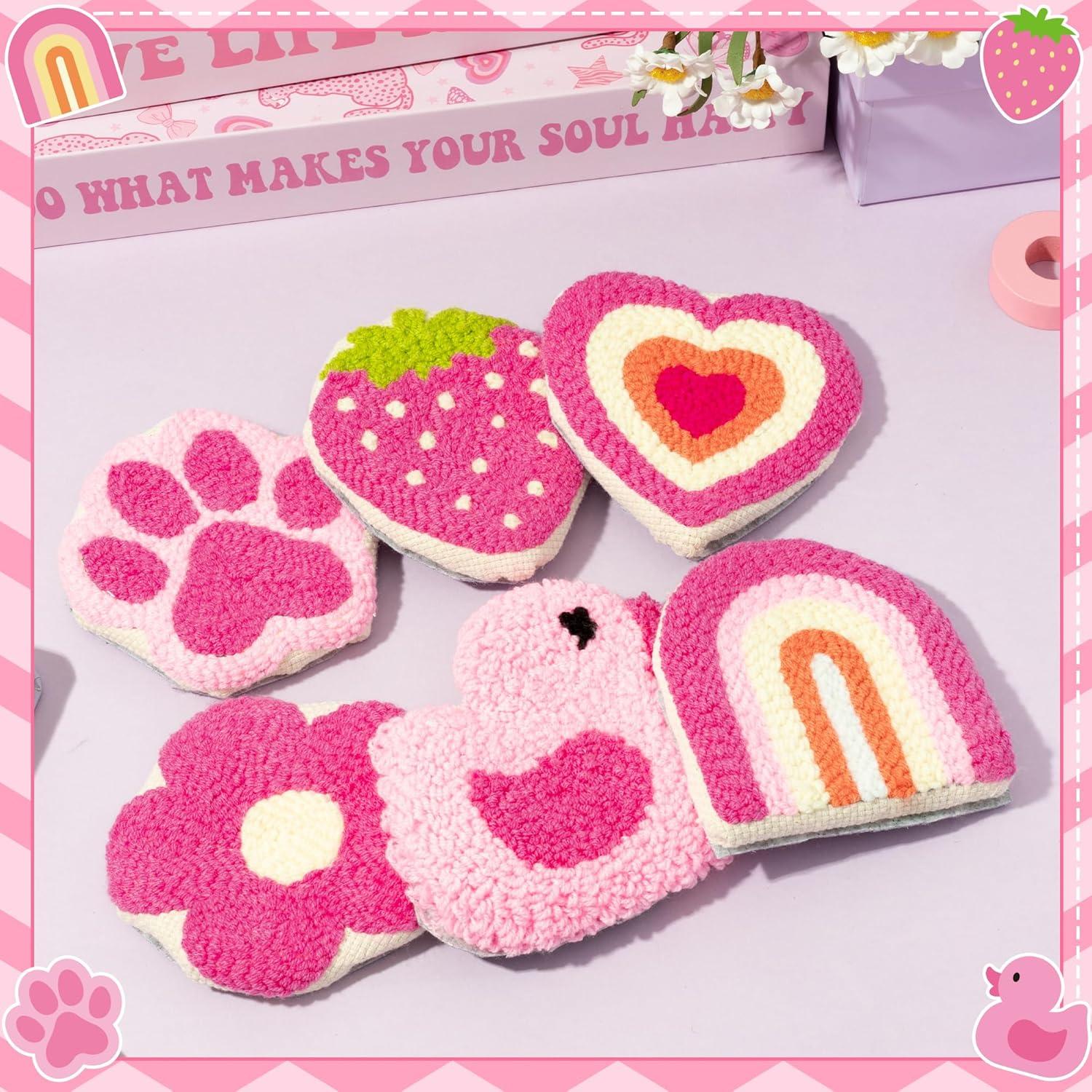 Kit de Posavasos de Aguja de Punch WATINC - 23 Piezas Rosa