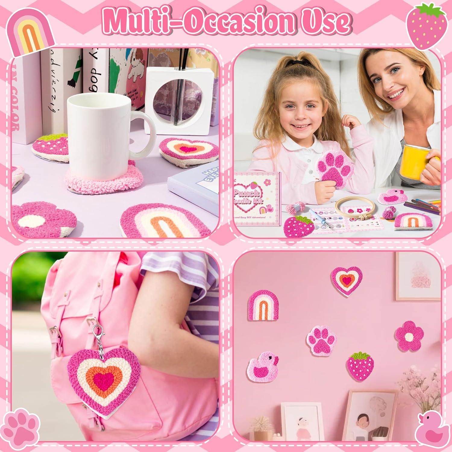 Kit de Posavasos de Aguja de Punch WATINC - 23 Piezas Rosa