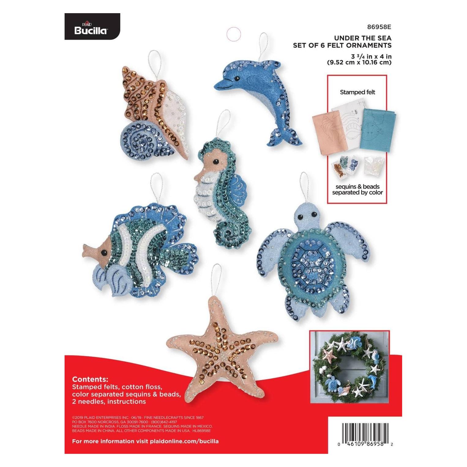 Kit de Adornos de Fieltro Bucilla Bajo el Mar - 6 Piezas