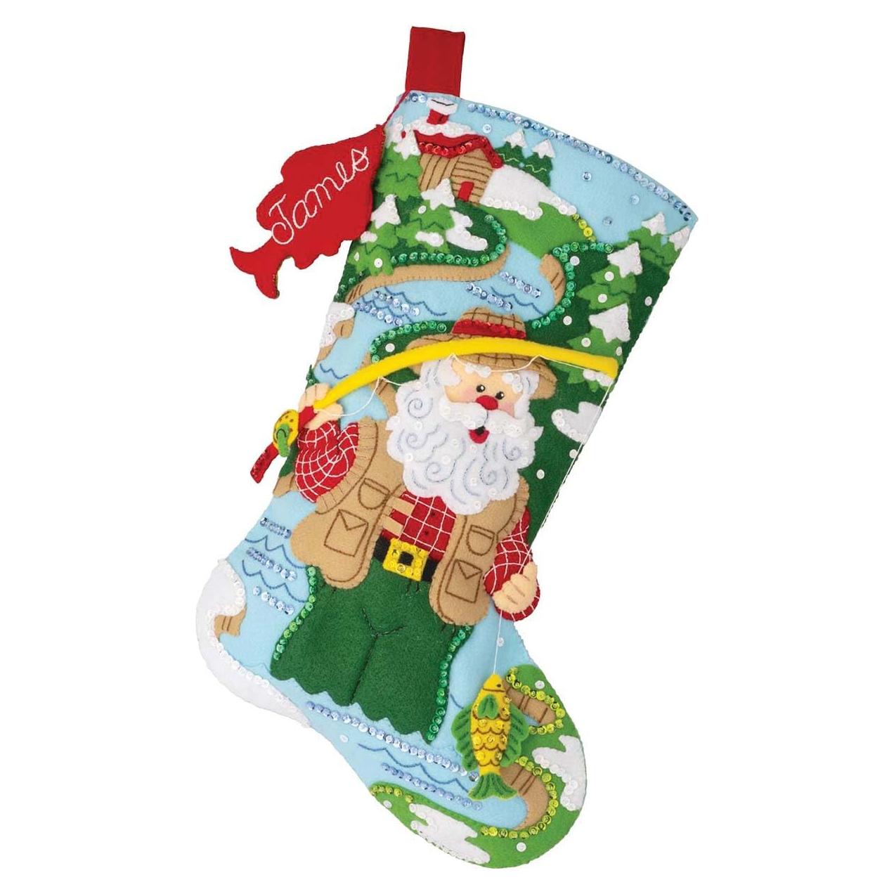 Kit de Calcetín de Fieltro Bucilla Papá Noel Pesca 45.72 cm