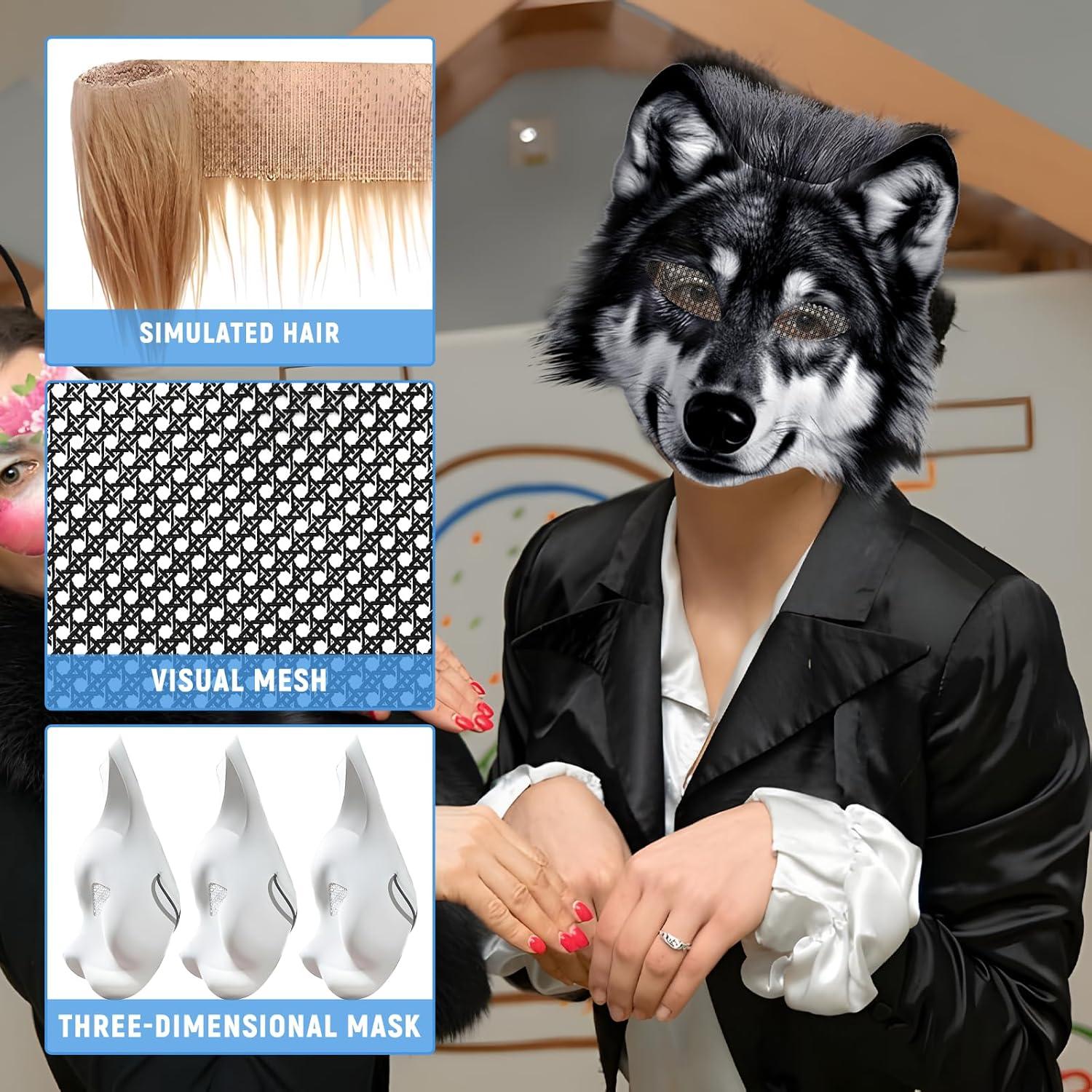 Kit de Máscara de Lobo DIY 14 Piezas Soleim - Piel Sintética