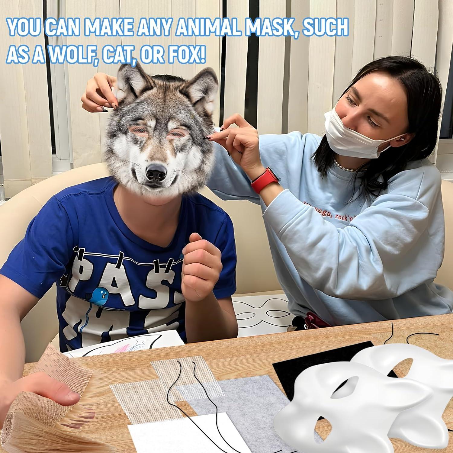 Kit de Máscara de Lobo DIY 14 Piezas Soleim - Piel Sintética