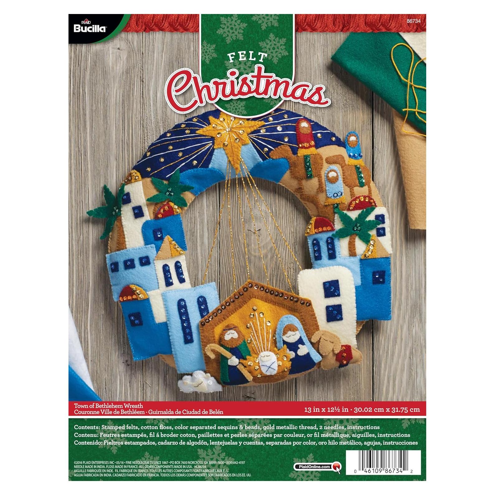 Corona de Aplique de Fieltro Bucilla Ciudad de Belén 33 cm