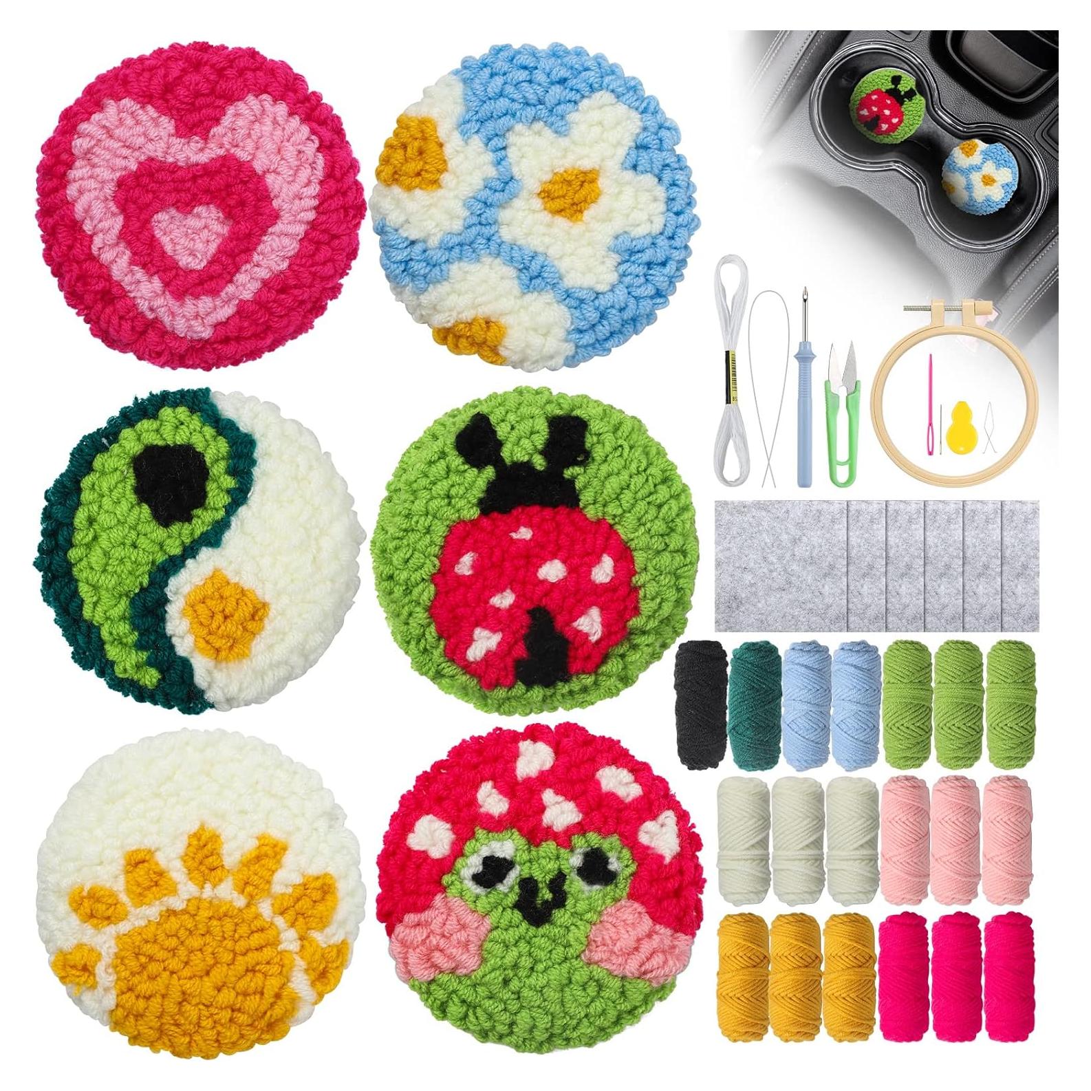 Kit de Posavasos Punch Needle Longan Craft 22 Piezas DIY