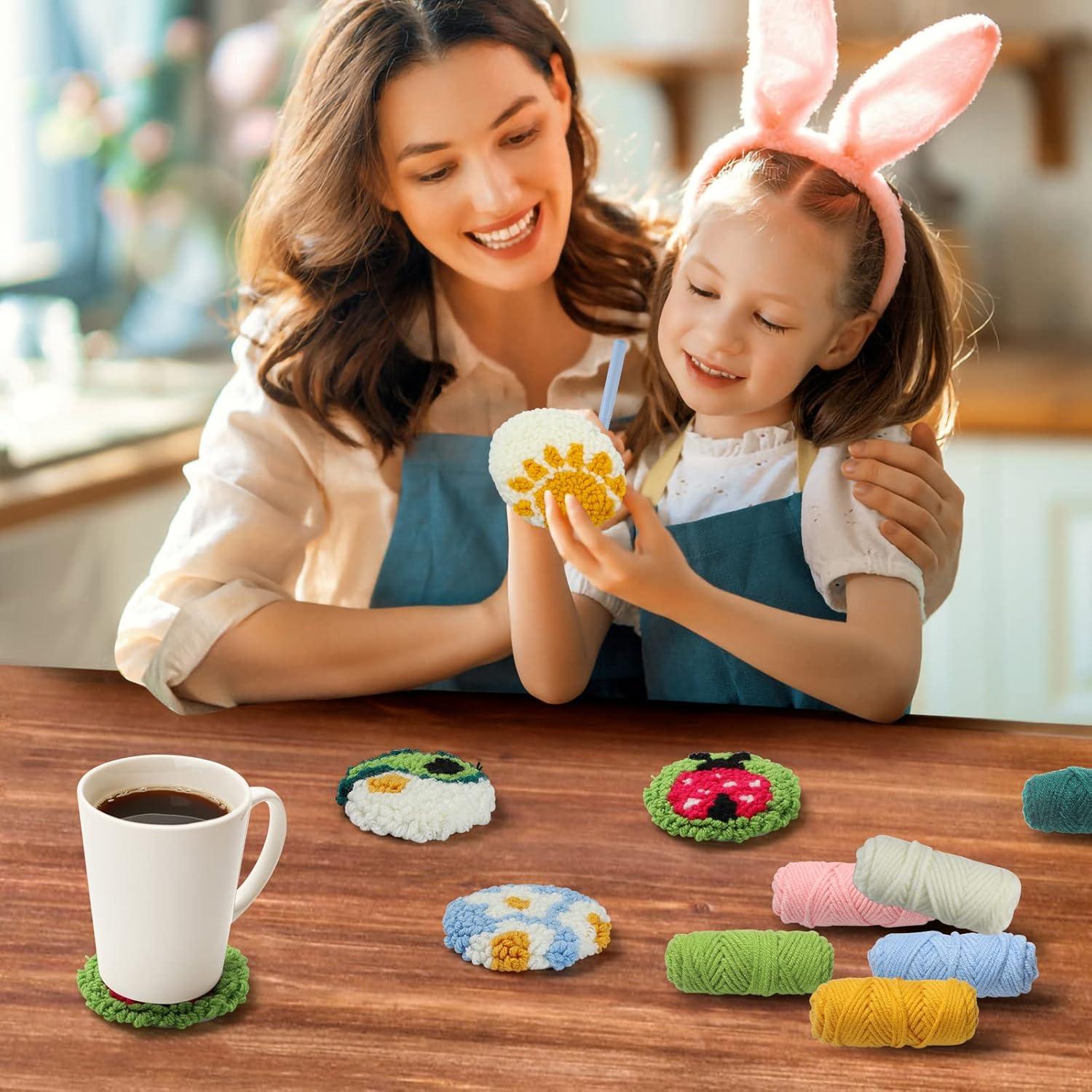 Kit de Posavasos Punch Needle Longan Craft 22 Piezas DIY