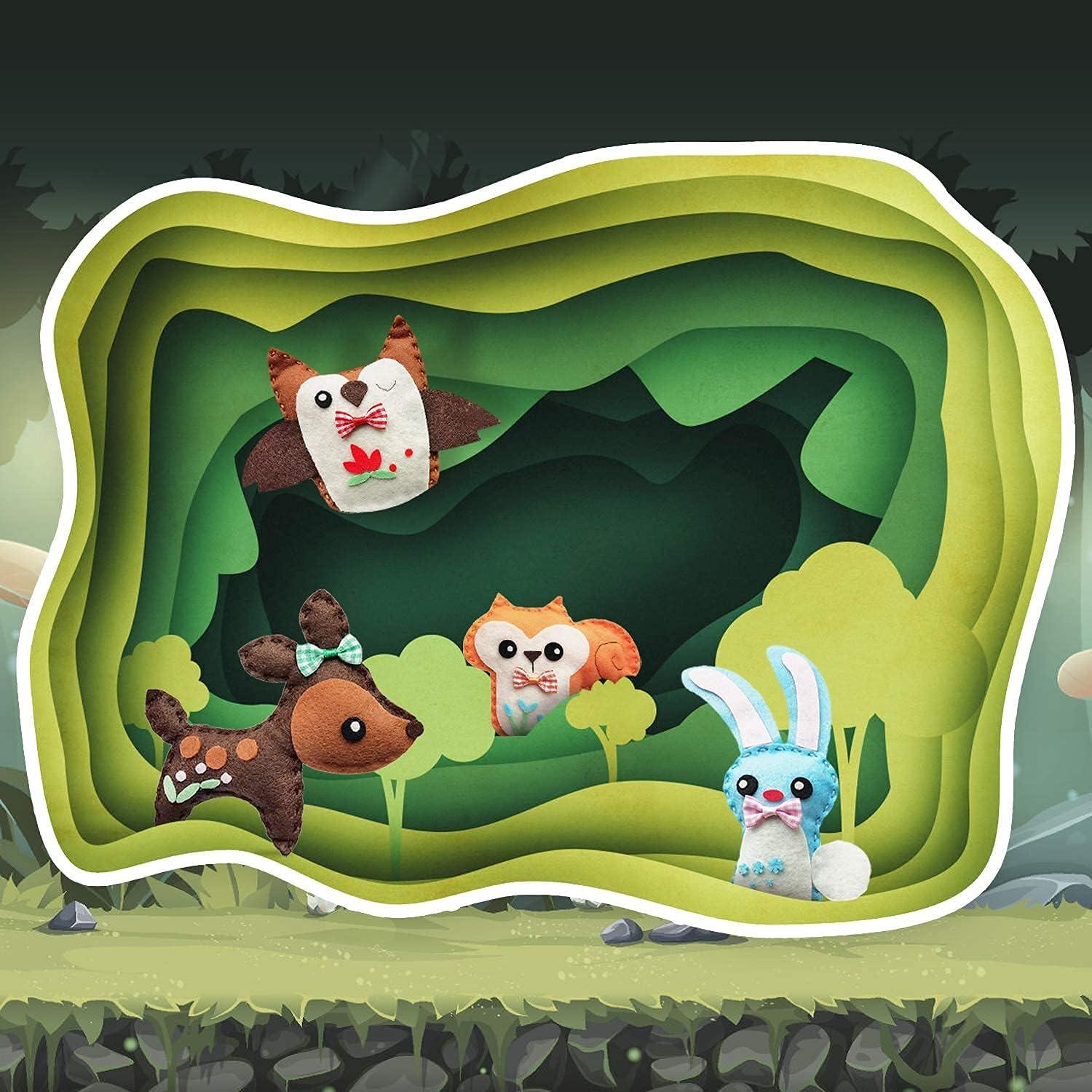 Kit de Costura DIY MOVEBO de Animales de Fieltro - 4 Proyectos