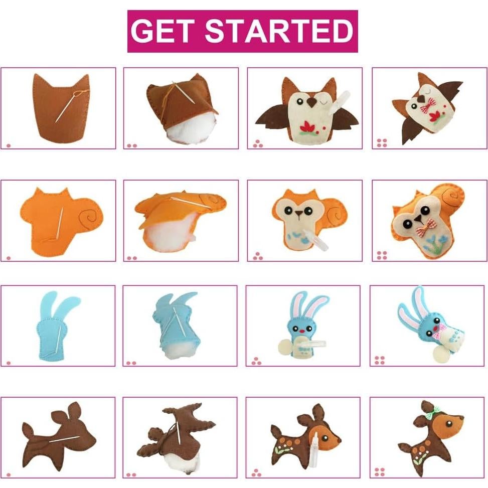 Kit de Costura DIY MOVEBO de Animales de Fieltro - 4 Proyectos