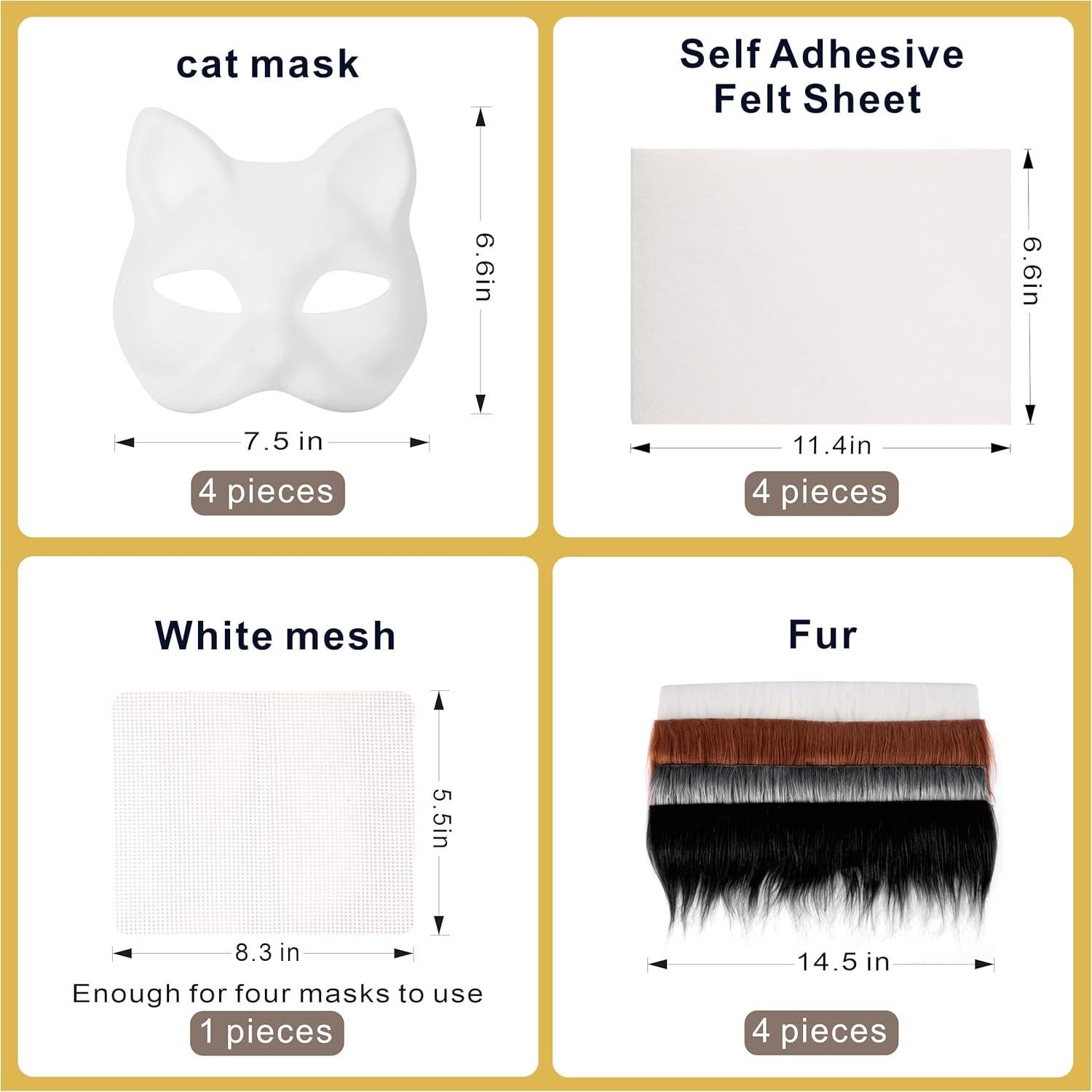 Kit de Máscaras Therian para Gato - 4 Piezas DIY Halloween