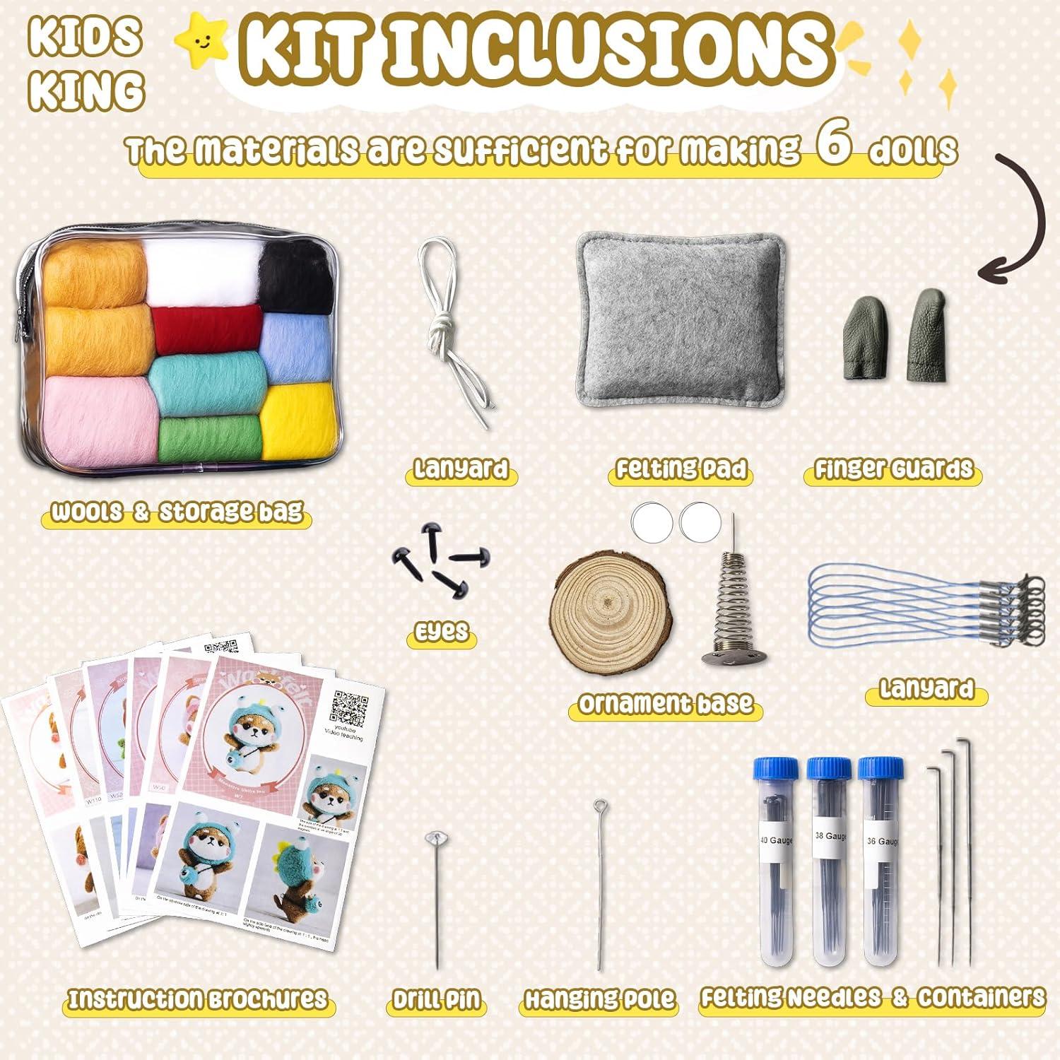 Kit de Aguja de Fieltro KIDS KING - 6 Muñecos Shiba Inu DIY