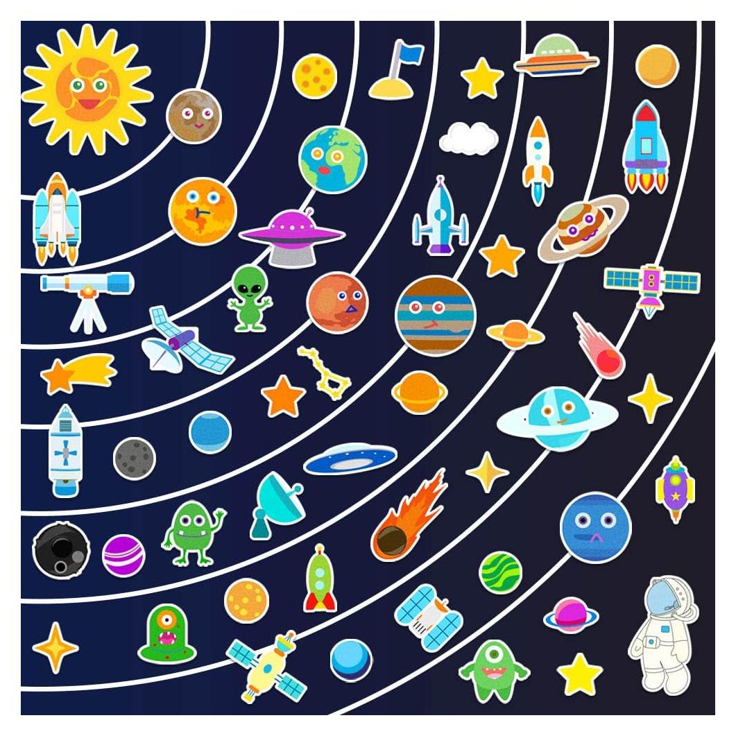 Juego de Tablero de Cuentos de Fieltro Espacial BEUNITONE 55 Piezas