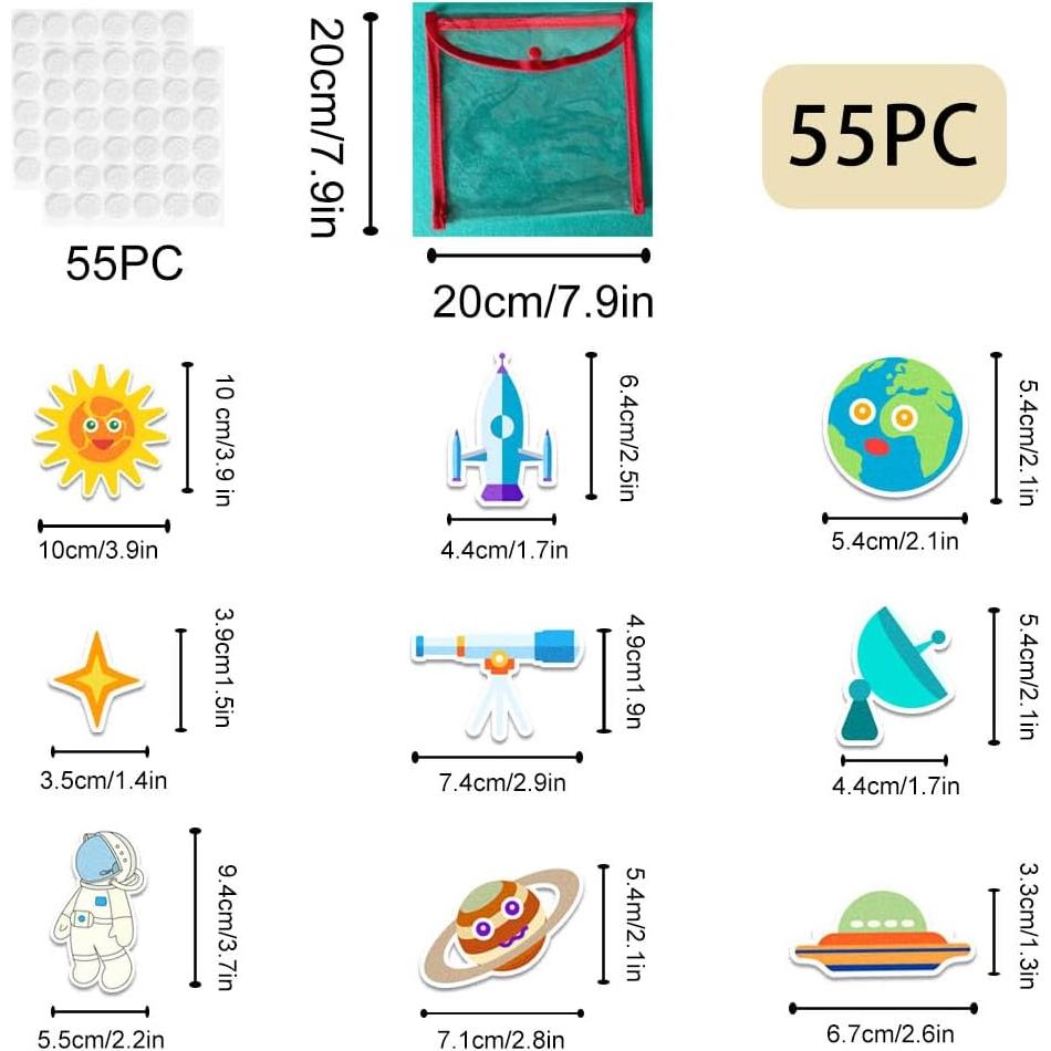Juego de Tablero de Cuentos de Fieltro Espacial BEUNITONE 55 Piezas