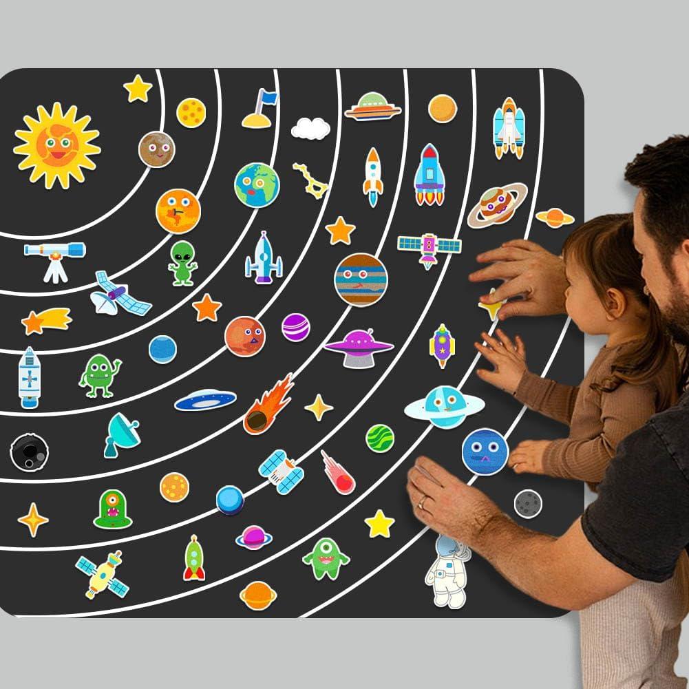 Juego de Tablero de Cuentos de Fieltro Espacial BEUNITONE 55 Piezas