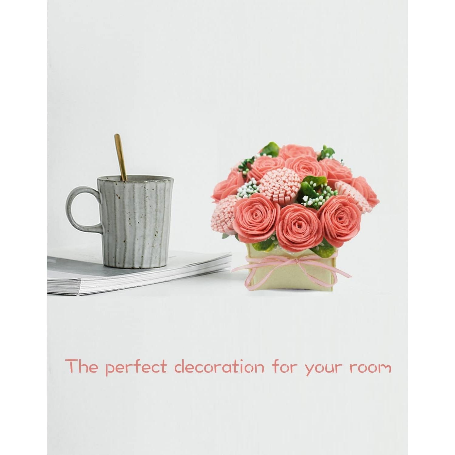 Kit de Artesanía de Flores de Fieltro BAZIMA ALICE - Ramo Rosas y Claveles