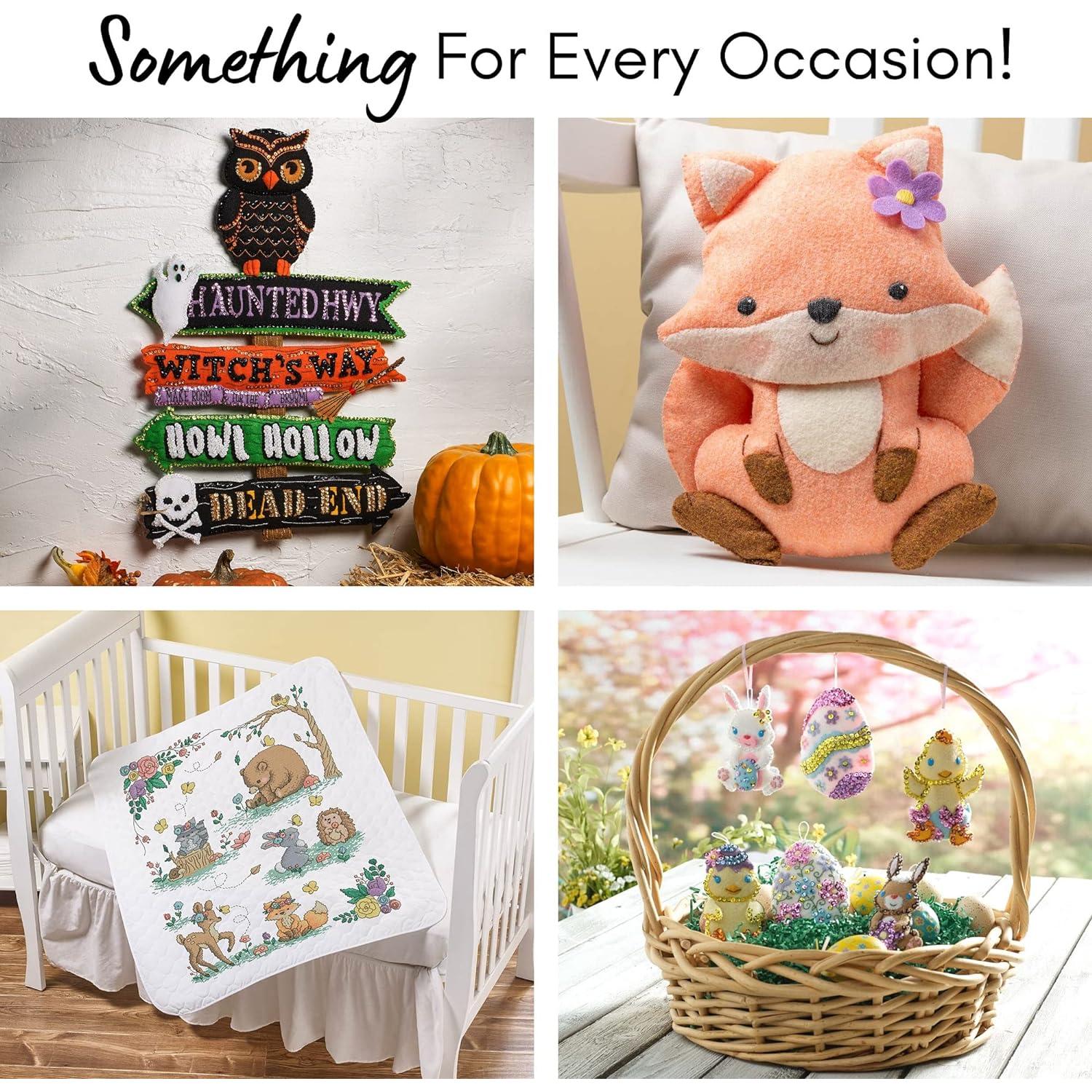 Kit de Bordado Cojín Navidad Bucilla Poinsettia 25.4x25.4cm