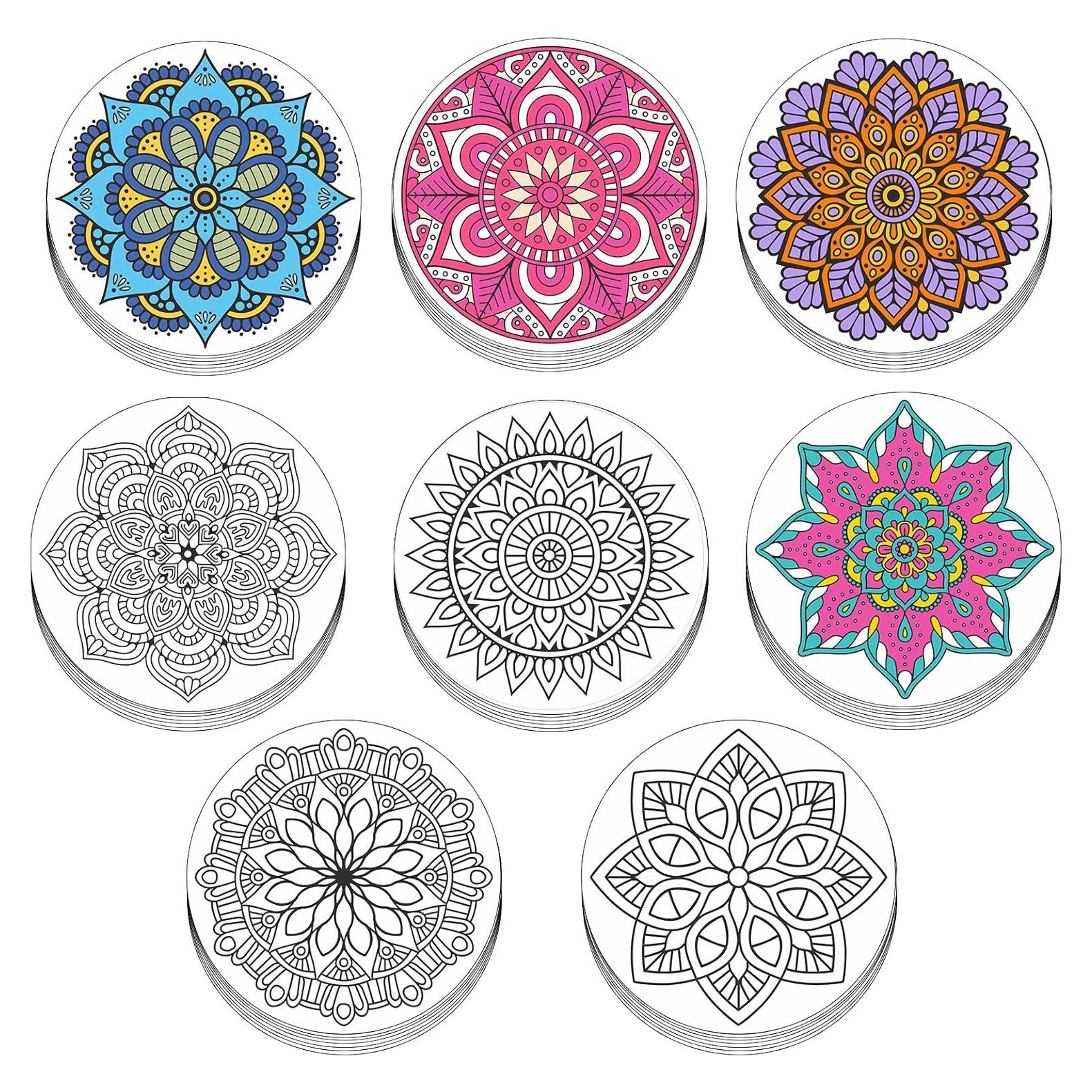 Tarjetas de Colorear Mandala Bosctanuc 48 Pcs 22.5 cm