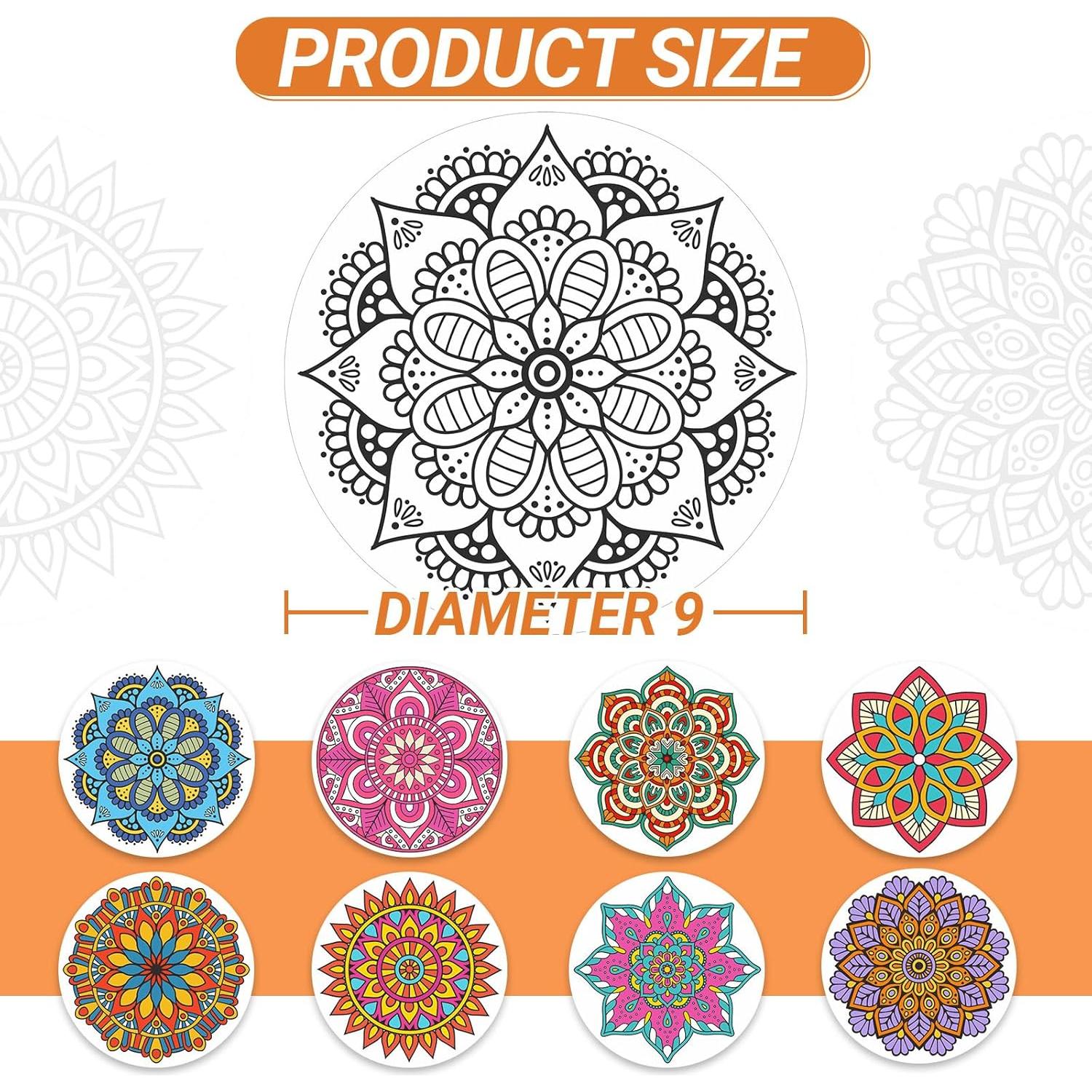 Tarjetas de Colorear Mandala Bosctanuc 48 Pcs 22.5 cm