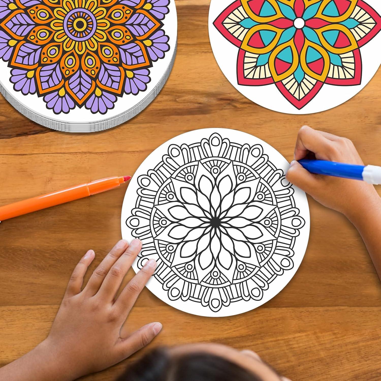 Tarjetas de Colorear Mandala Bosctanuc 48 Pcs 22.5 cm