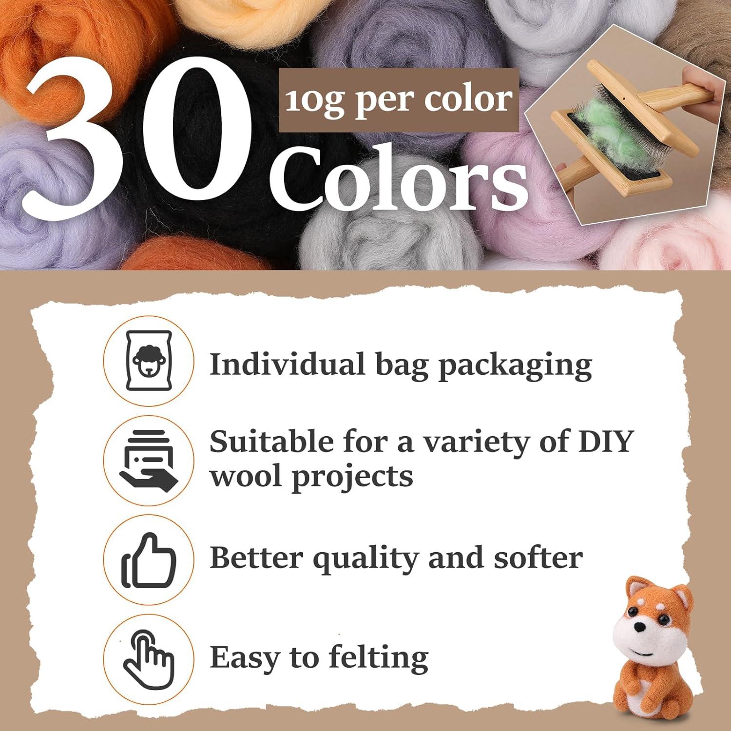 Kit de Fieltro con Aguja ZXIIXZ 30 Colores 300g Manualidades