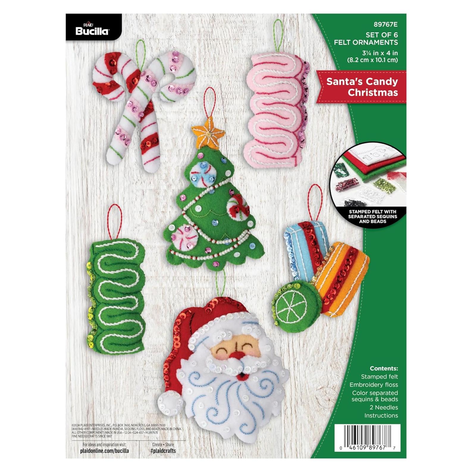 Kit de Adornos de Fieltro Bucilla 6 Piezas Navidad Dulces
